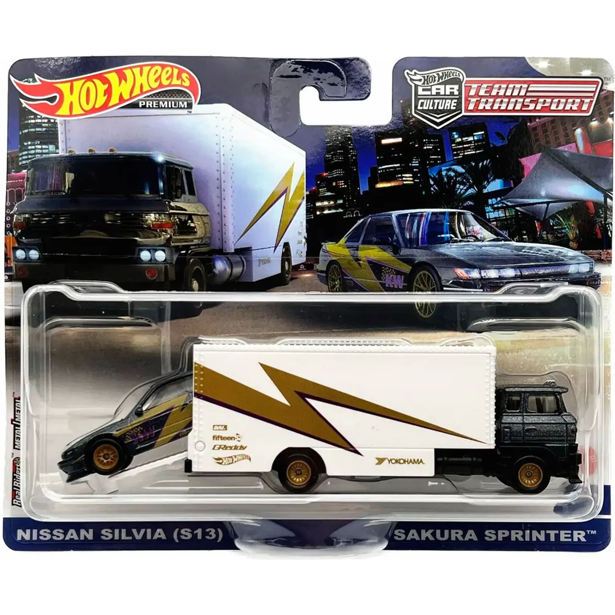 Set de 2 masini HW Premium Car Culture Team Transport Truck FLF56