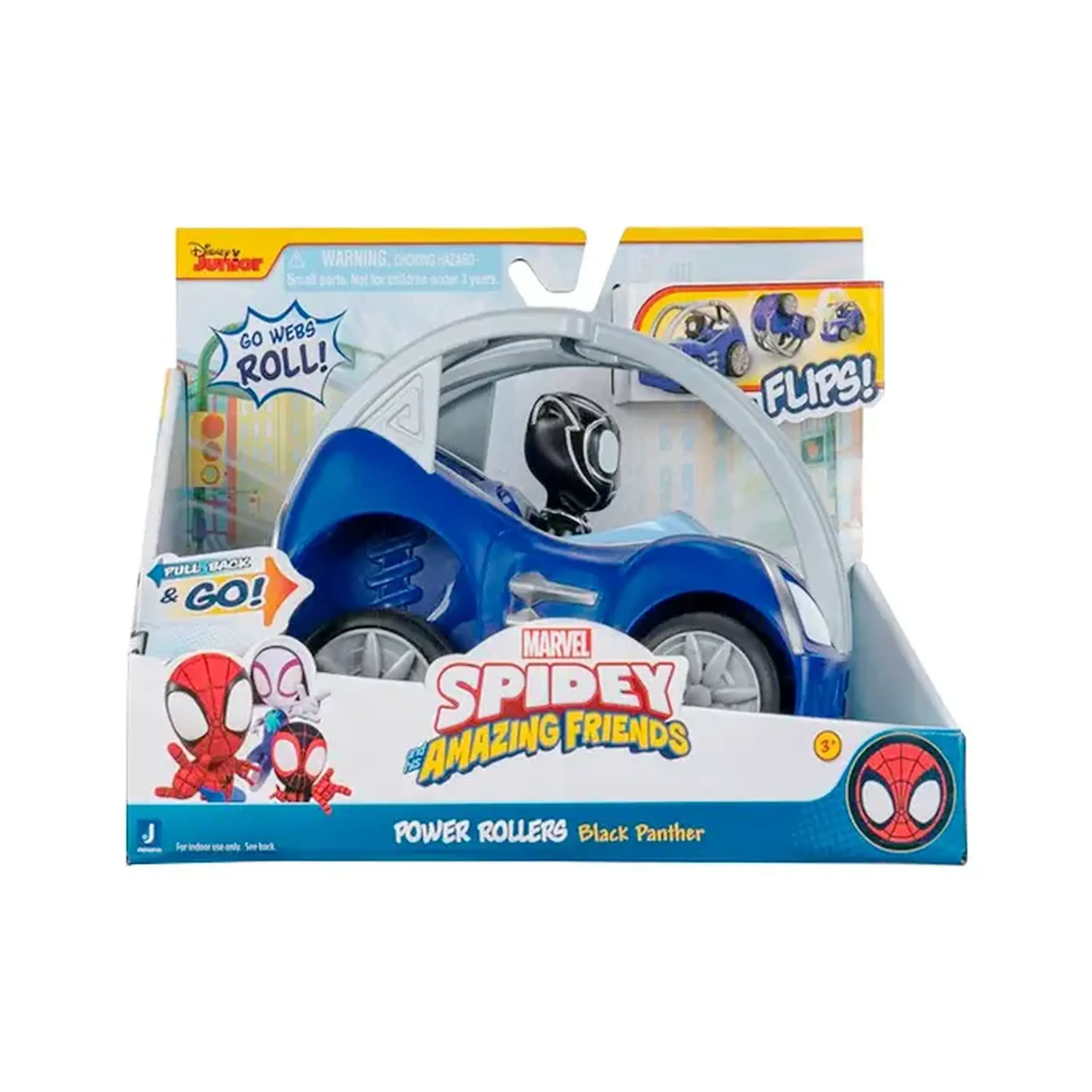 Masina + figurina Black Panther Spidy Jazwares Power Rollers SNF0199