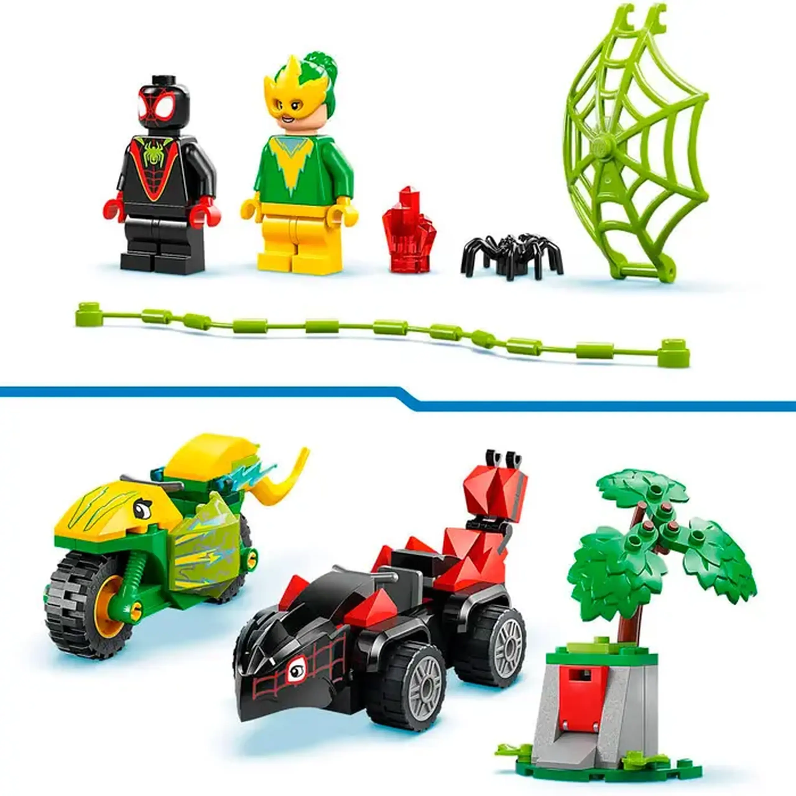 Lego Marvel Spidey Spin si Electro intr-o urmarire cu dino-vehicule 11198