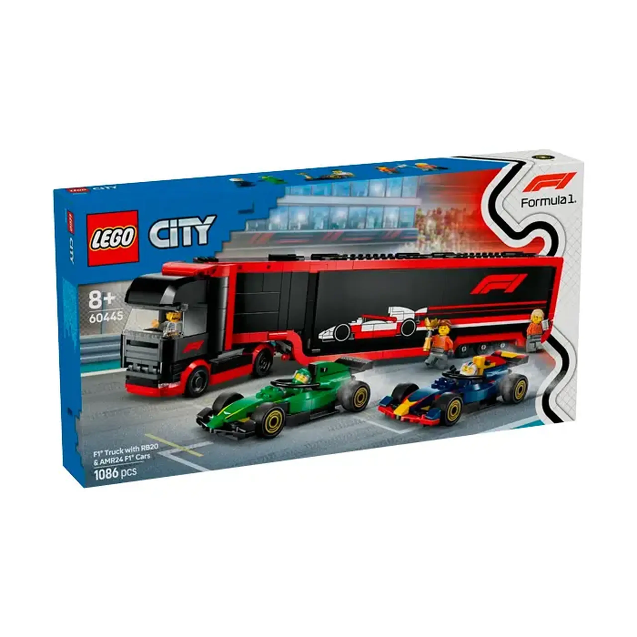 Lego City Camion F1 cu masinile F1 RB20 si AMR24 60445