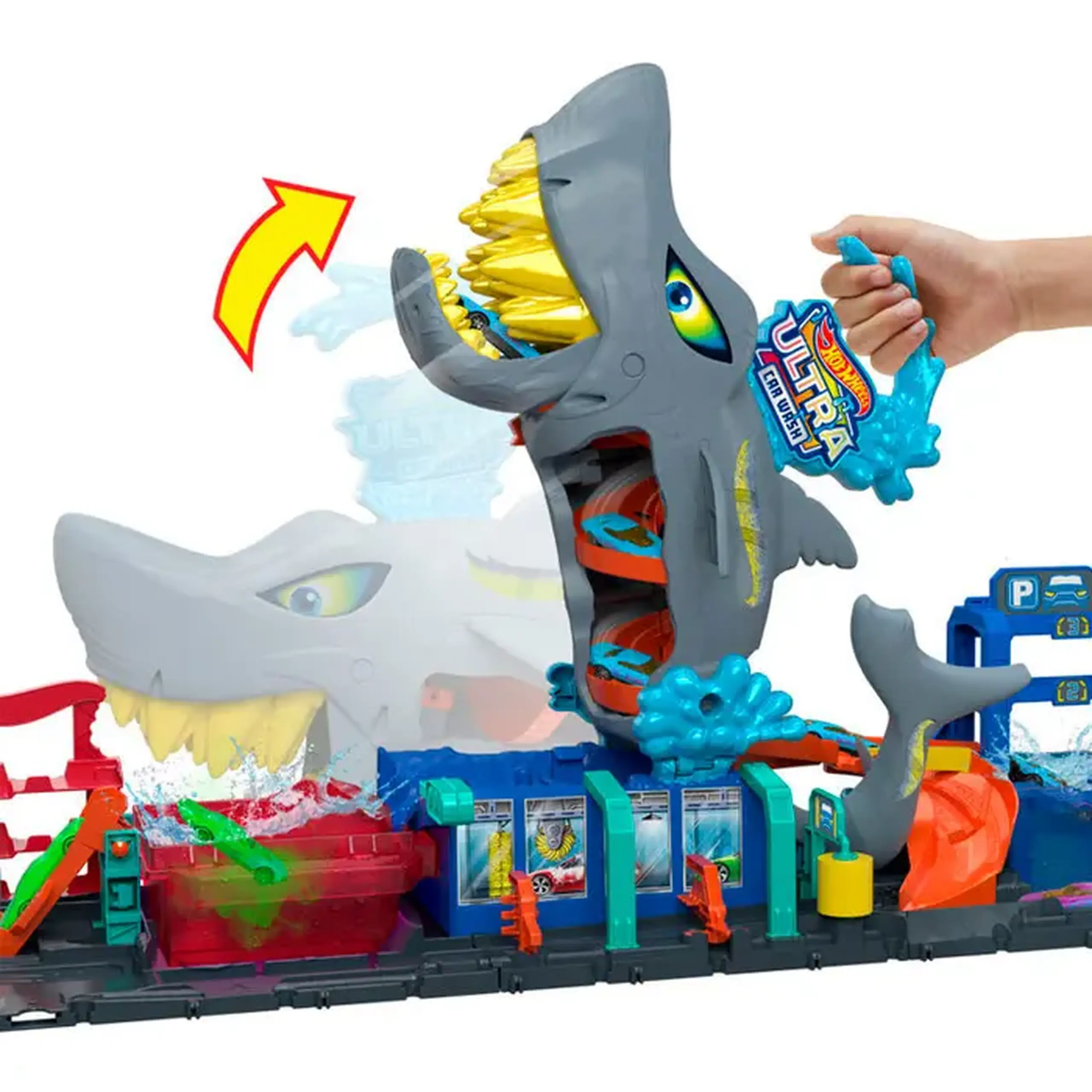 Spalatoria auto "Hot Wheels" City "Ultra Shark" cu masinuta "Color Reveal" HTN82