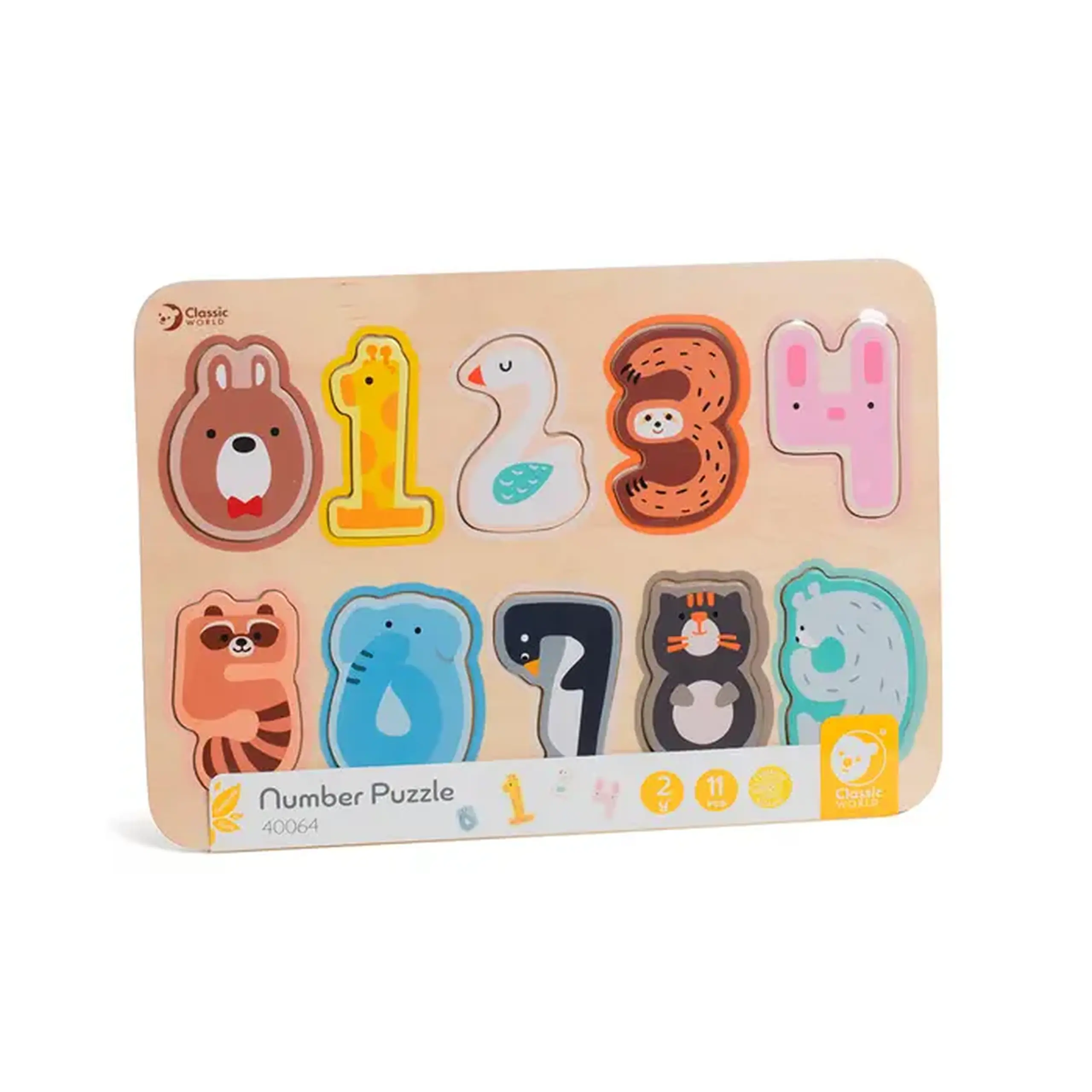 Puzzle din lemn Cifre-Animale 40064