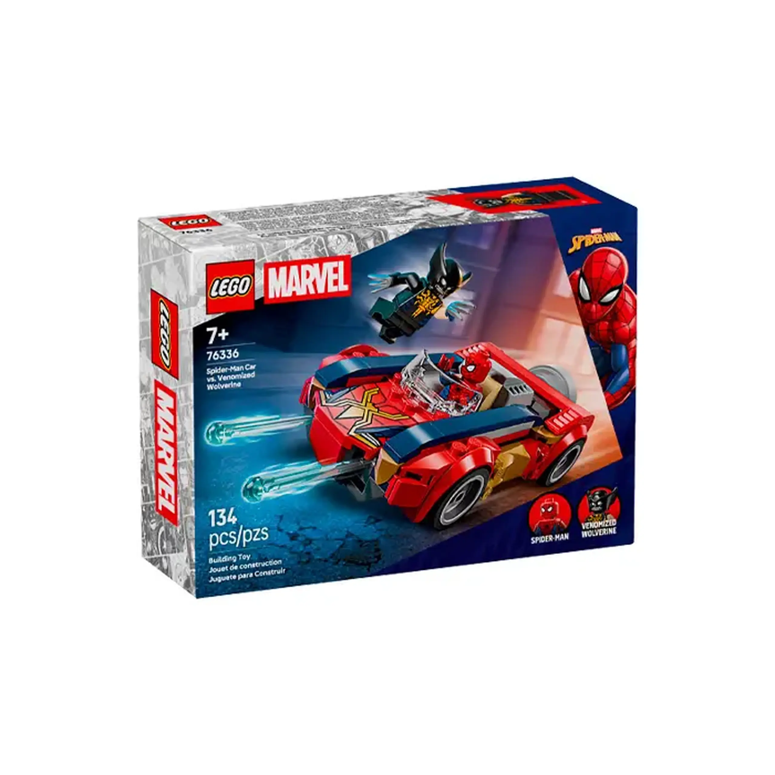 Lego Marvel Spider-Man in masina vs Wolverine venomizat 76336