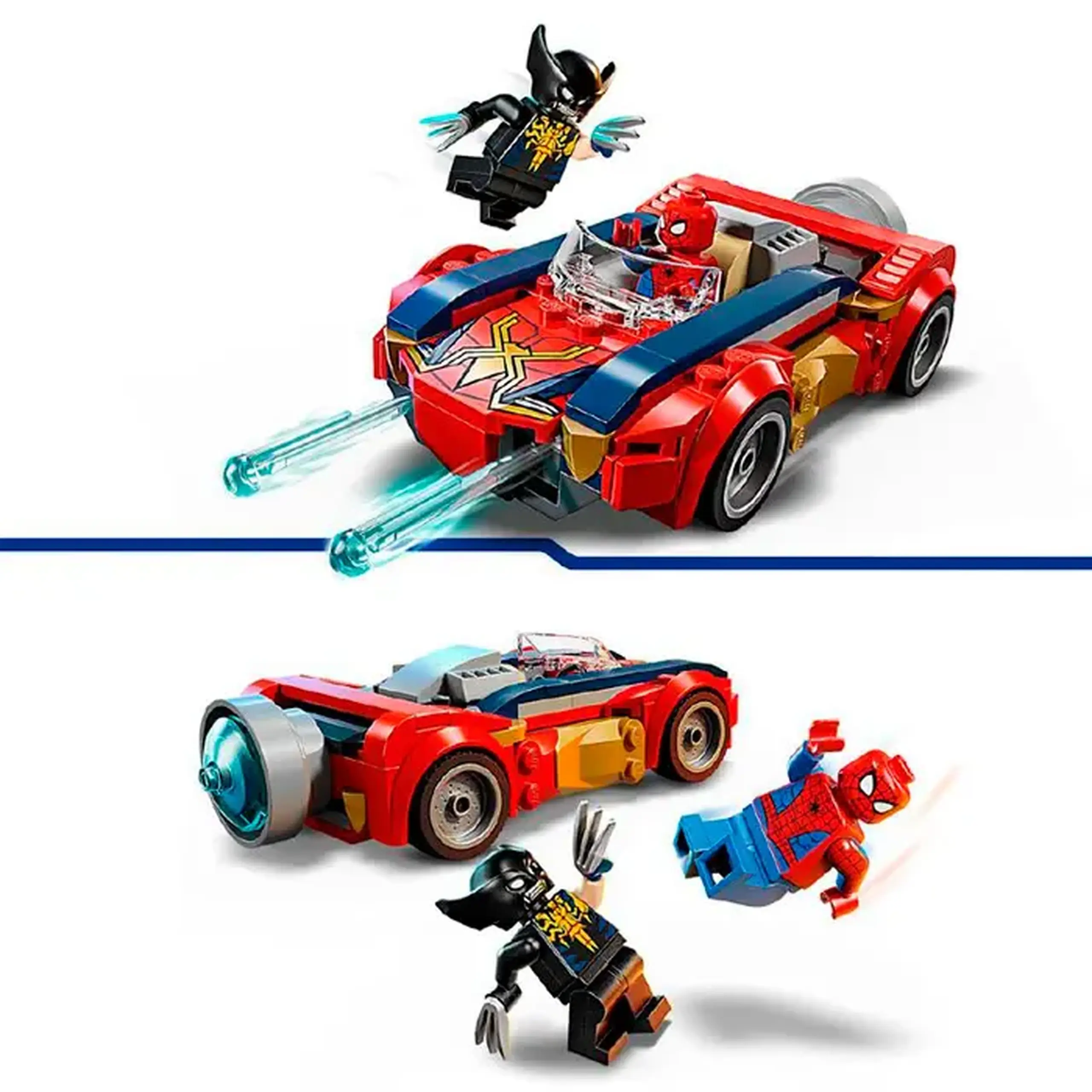 Lego Marvel Spider-Man in masina vs Wolverine venomizat 76336