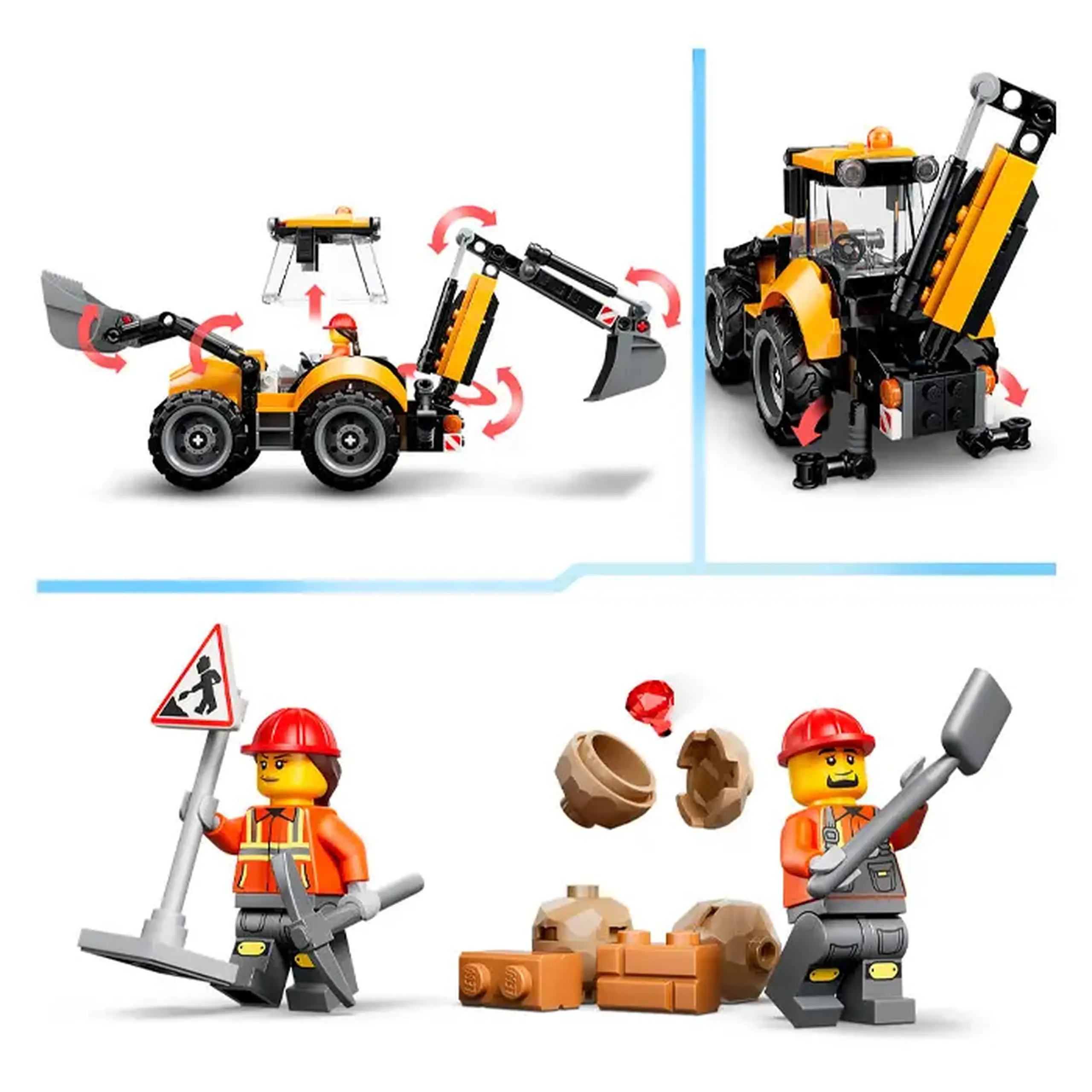 Lego City Excavator galben cu excavator 60480