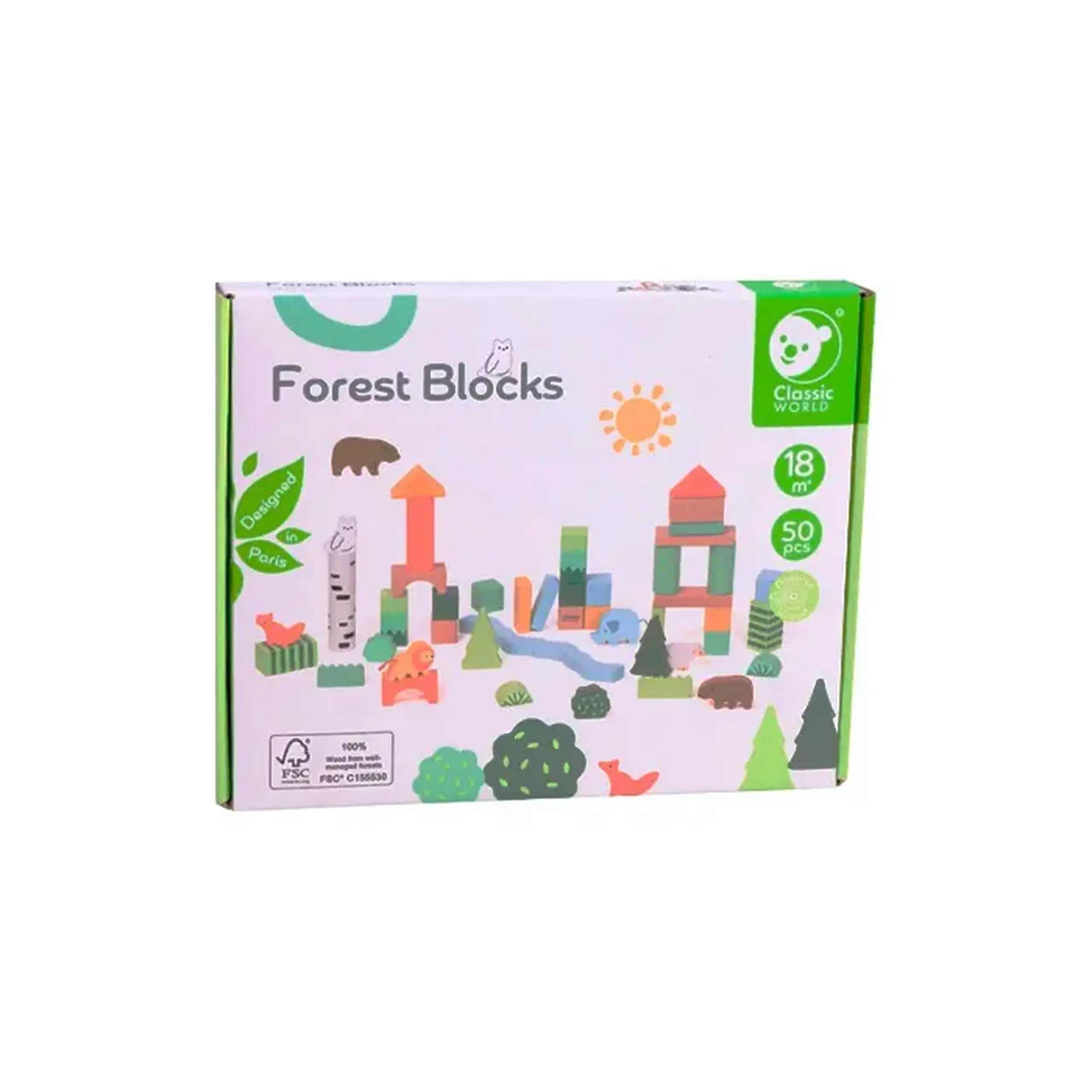 Cuburi de lemn "Forset Blocks" Classic world 20272