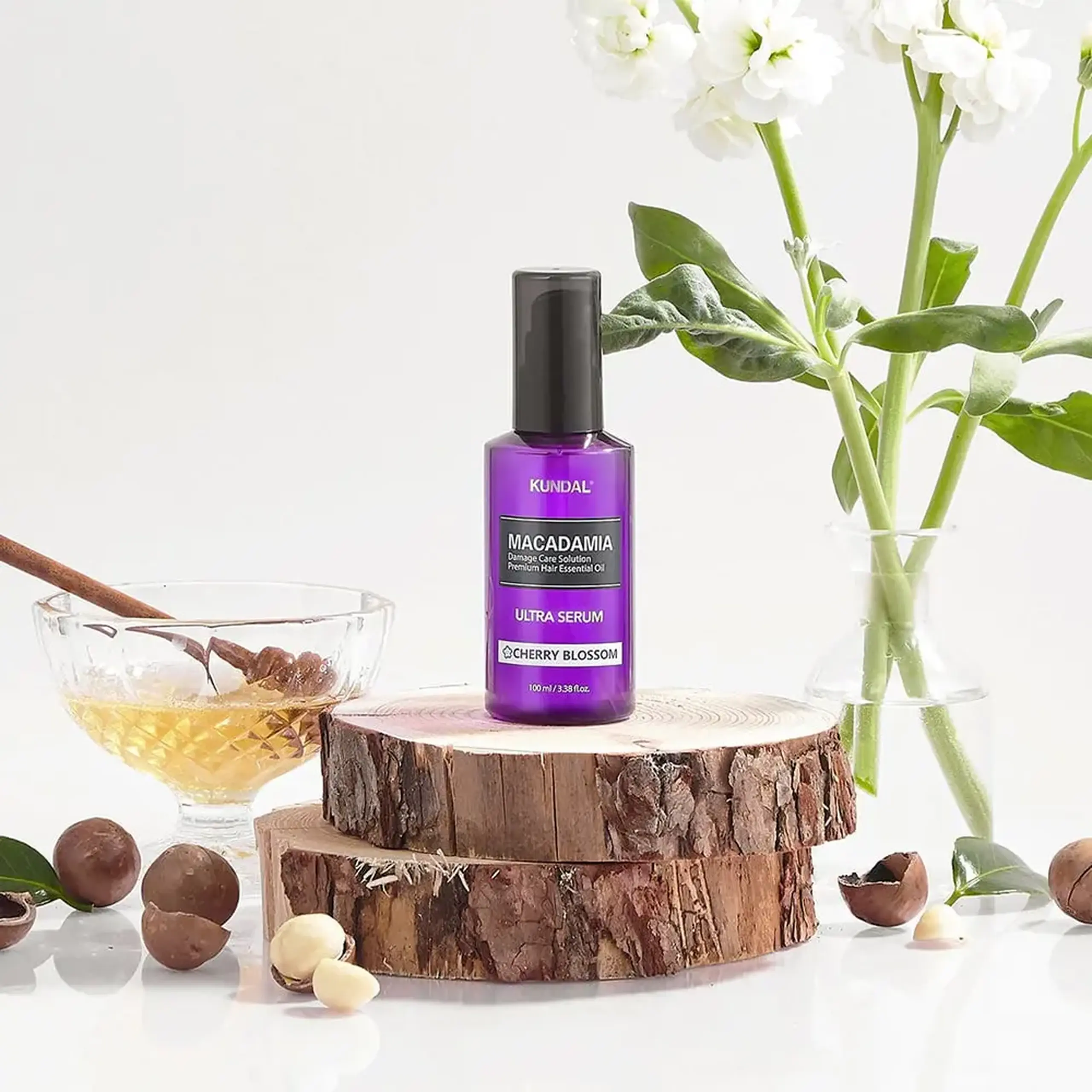 Serum nutritiv pentru păr Kundal Macadamia Ultra Hair Serum Cherry Blossom 100ml