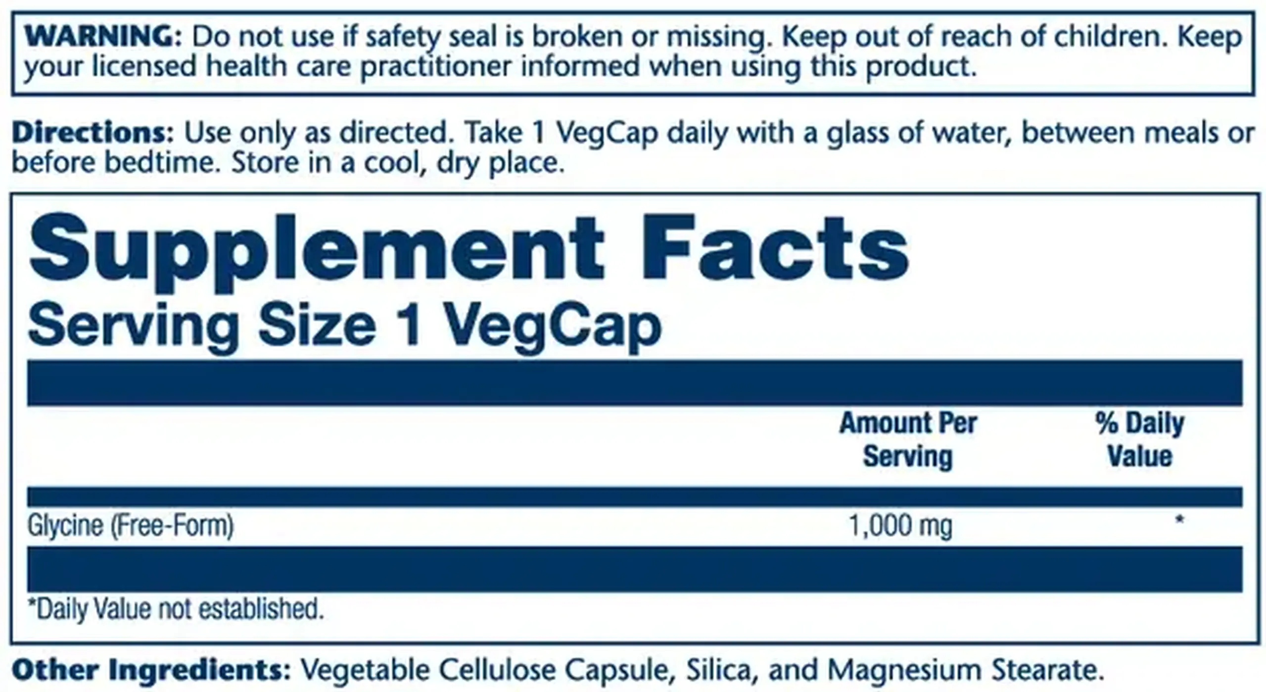 Solaray, Glycine 1000 mg, 60 Veg Caps