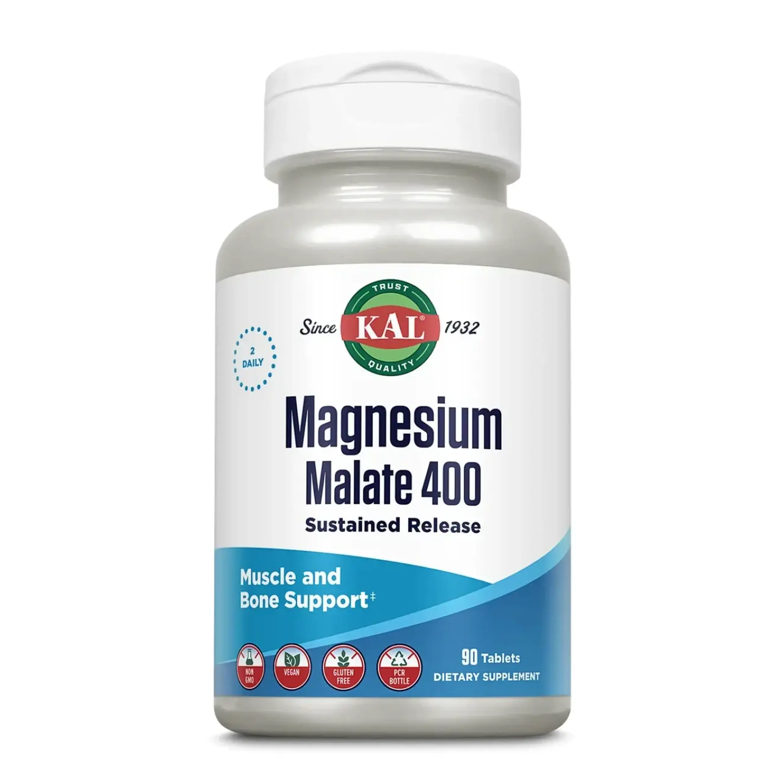 Kal, Magnesium Malate 400 mg, 90 tab