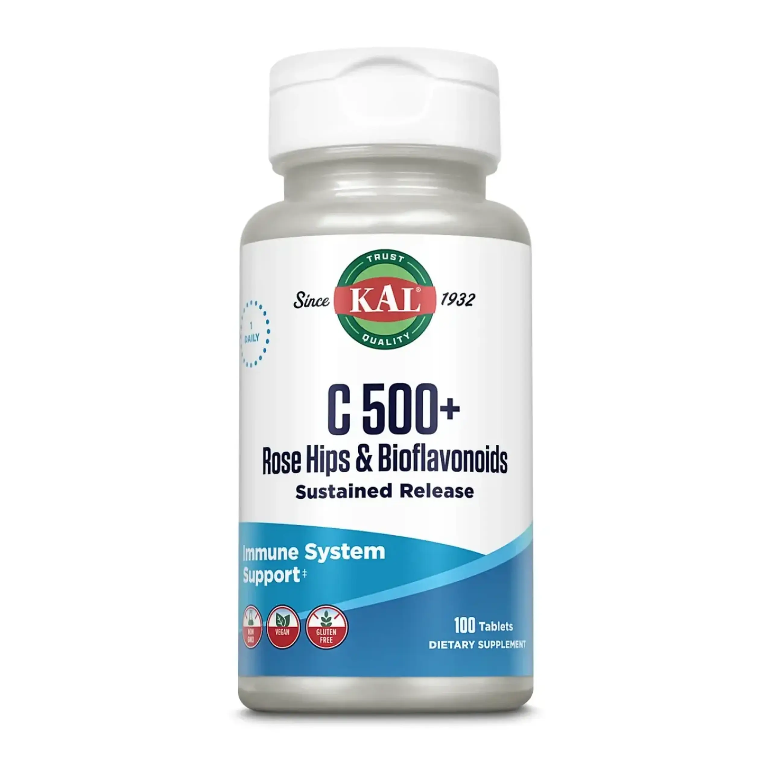 Kal, C 500 + Rose Hips & Bioflavonoids, 100 tab