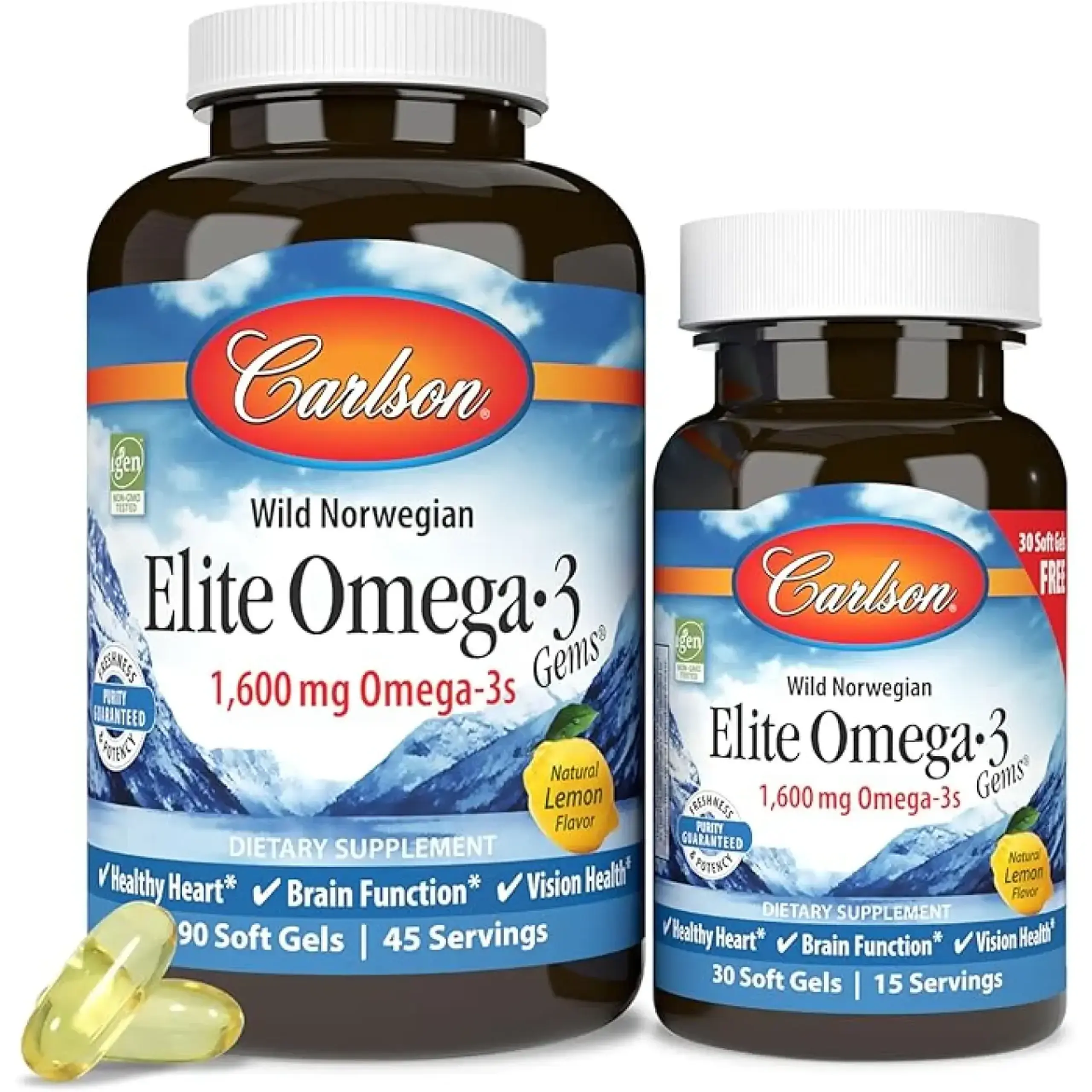 Carlson, Elite Omega-3 Gems, 90 Soft Gels + 30 Soft Gels