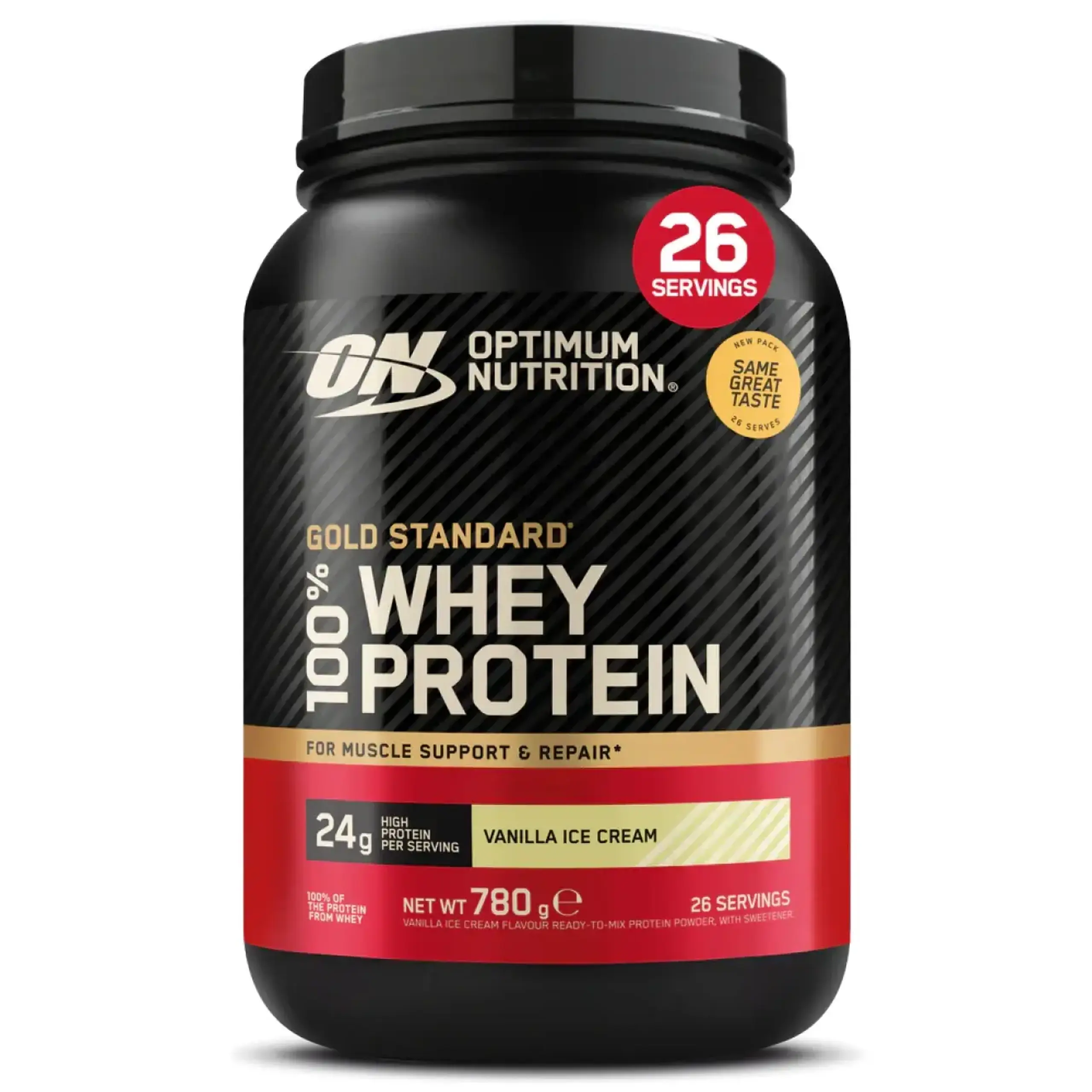 Optimum Nutrition Gold, Standard 100 % Whey Protein Vanilla Ice Cream, 780 g