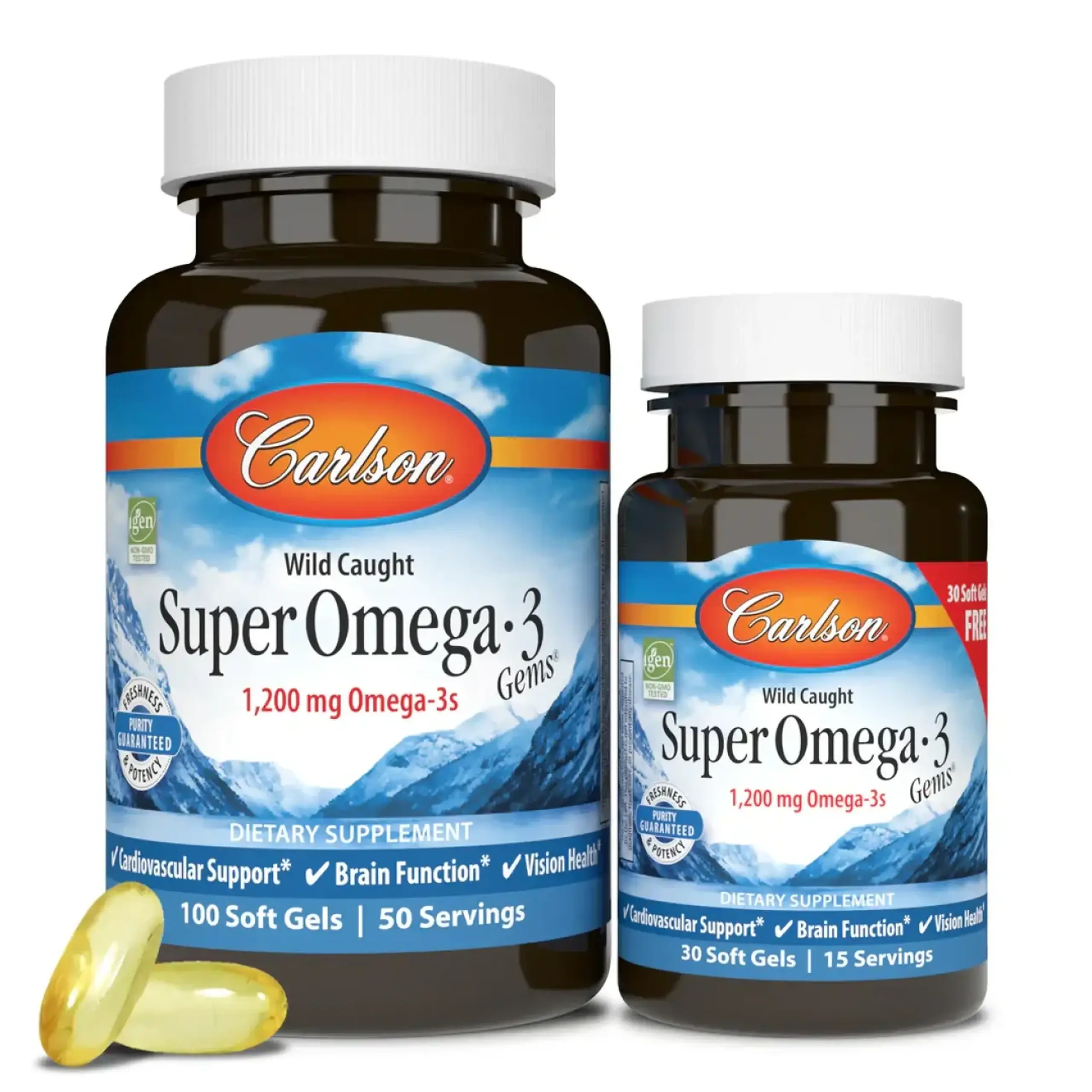 Carlson, Super Omega-3 Gems, 100 Soft Gels + 30 Soft Gels