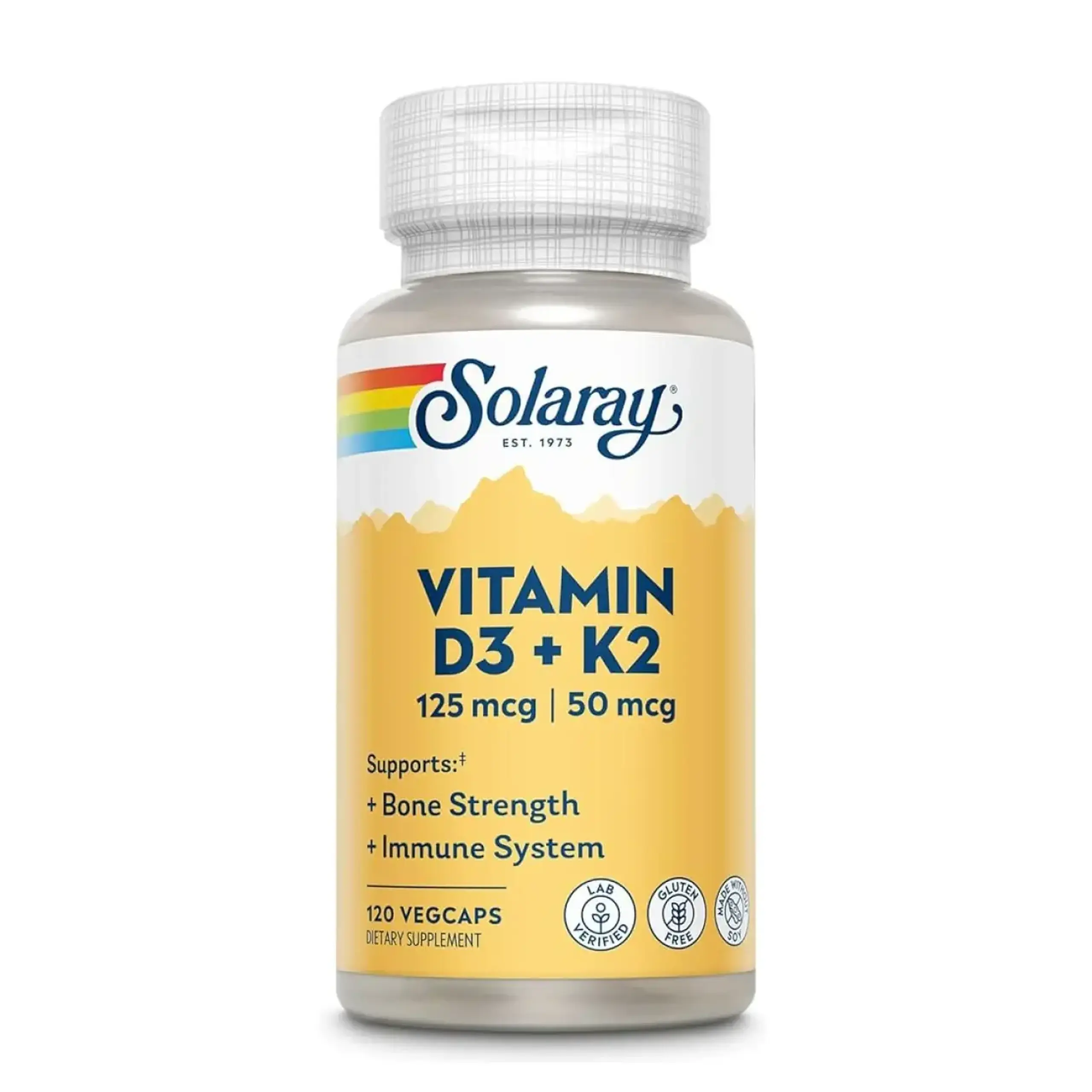 Solaray, Vitamin D-3 5000IU + K-2 50 mcg, 60 Veg. Caps