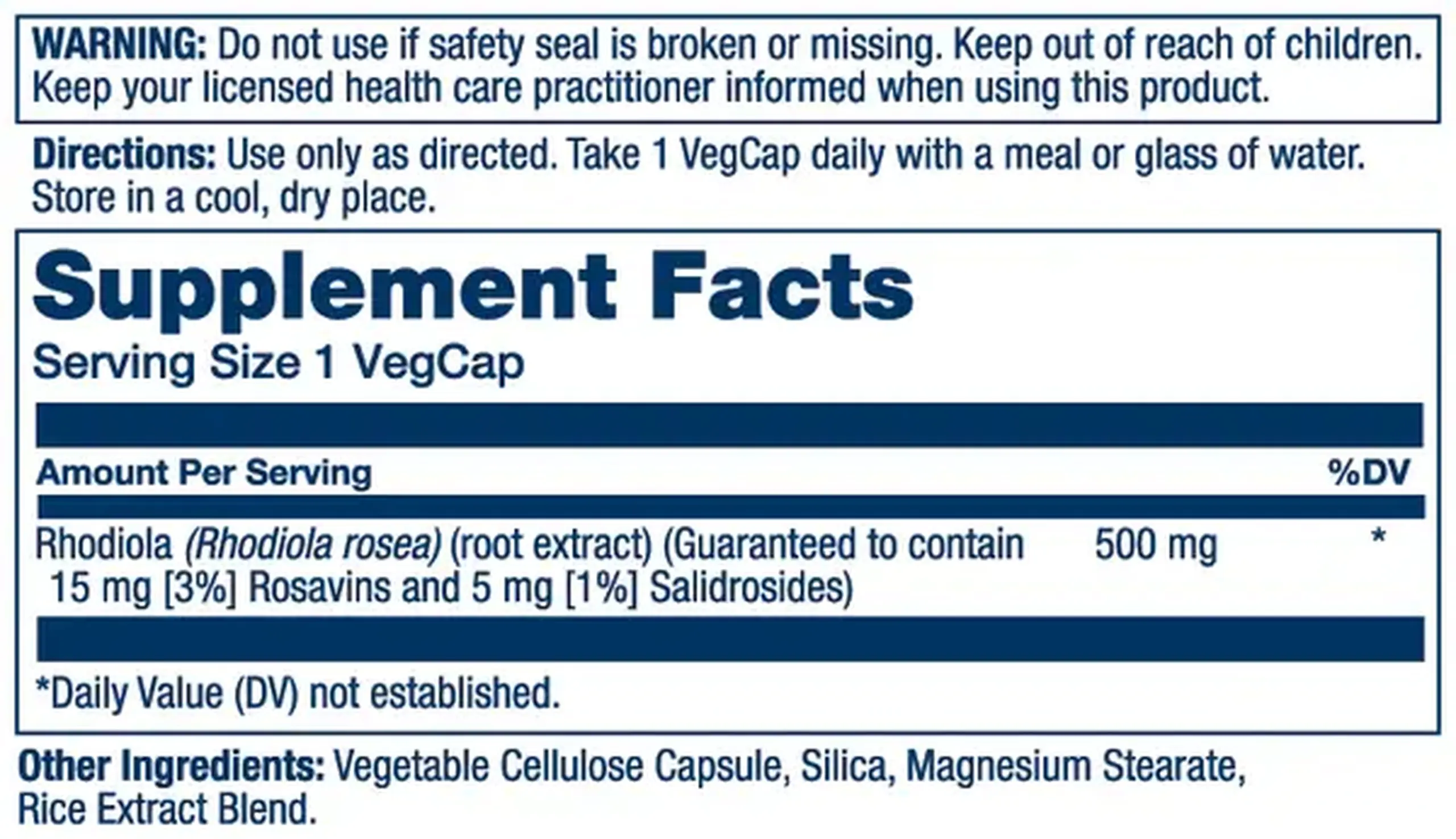 Solaray, Rhodiola Root Extract 500 mg, 60 Veg Caps
