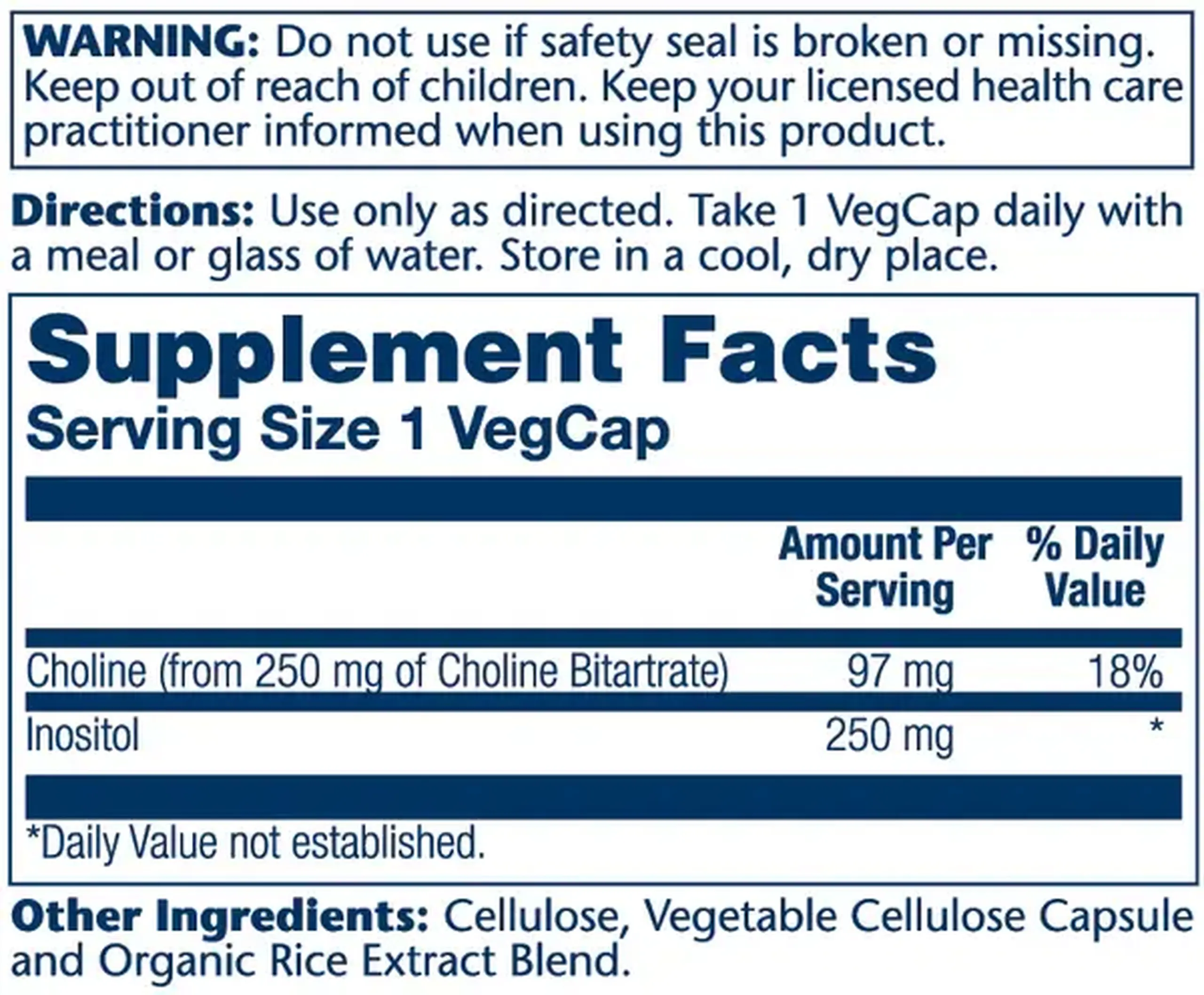Solaray, Choline & Inositol, 100 Veg Caps