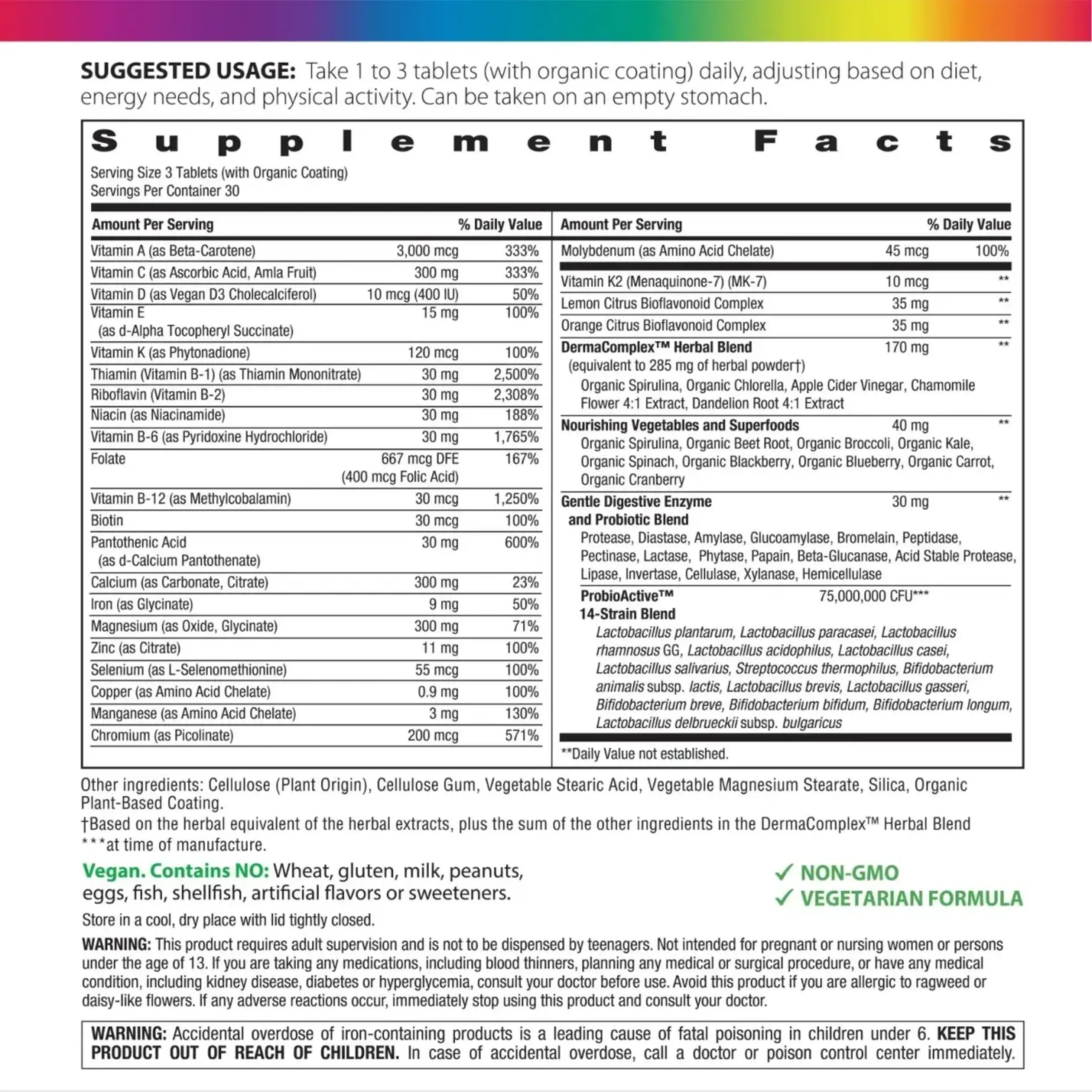 Rainbow Light, Active Health Teen, 90 Tab
