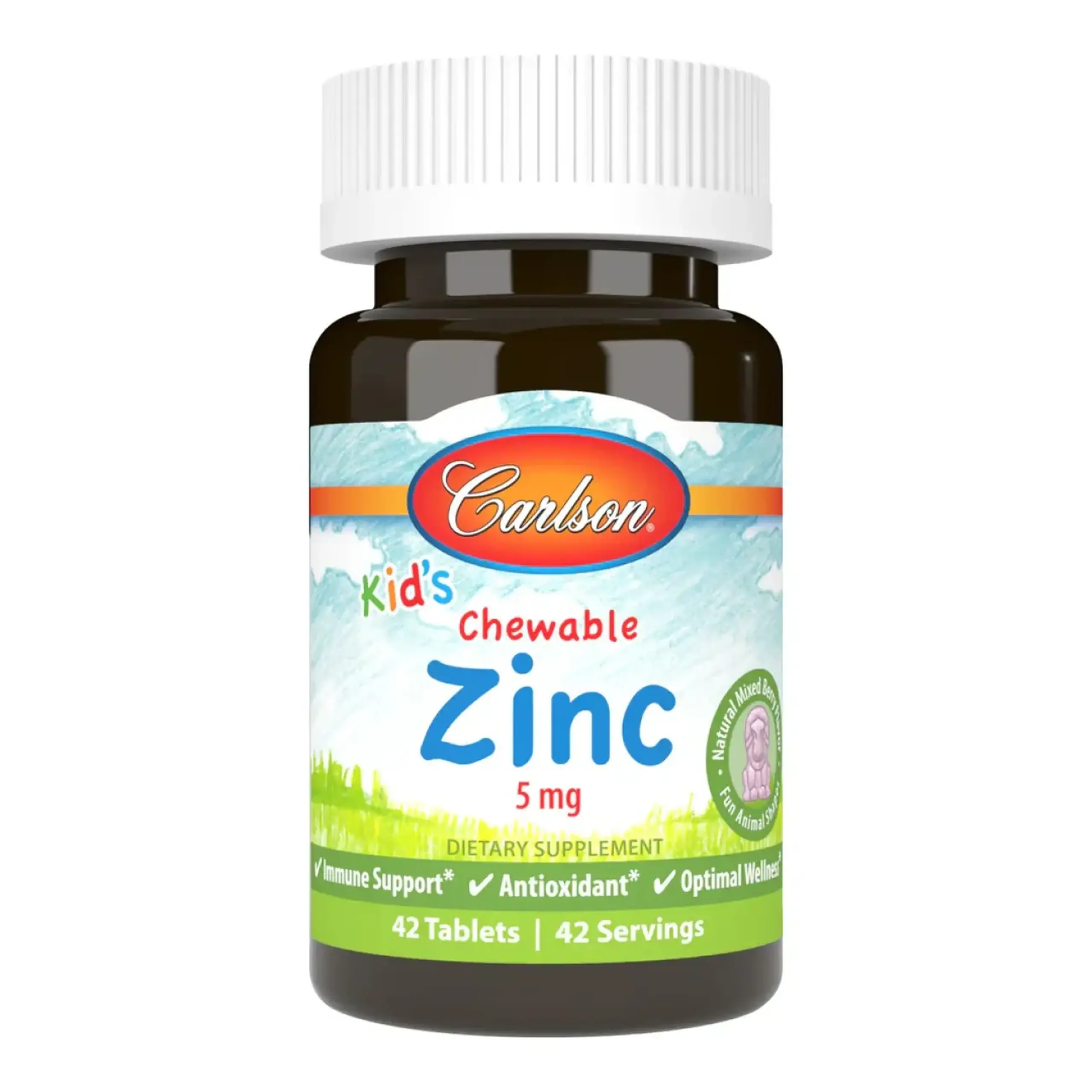 Carlson, Kids Chewable Zinc 5 mg, 42 Tablets