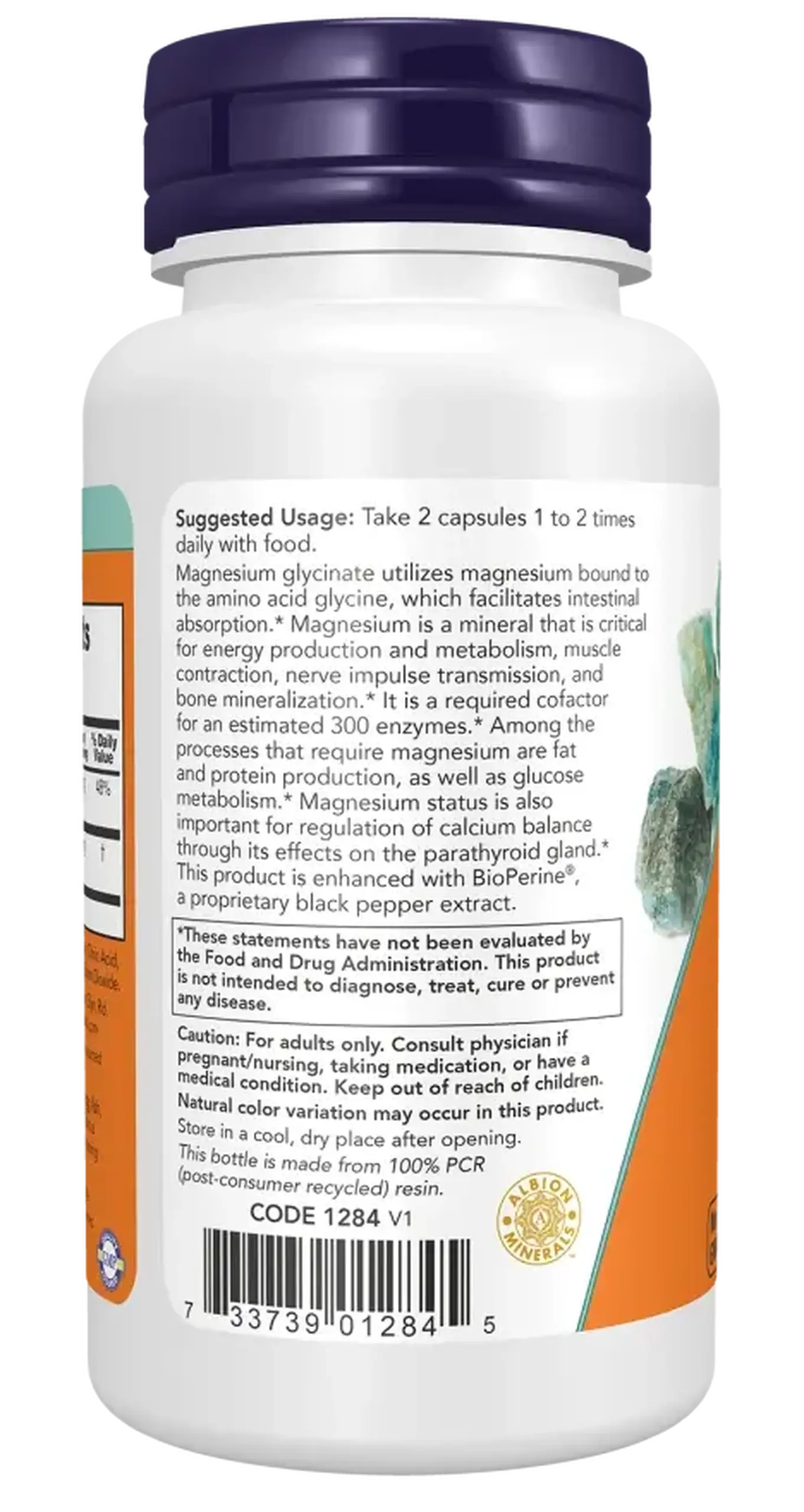 Now Foods, Magnesium Glycinat With Bioperine, 60 capsule vegetale