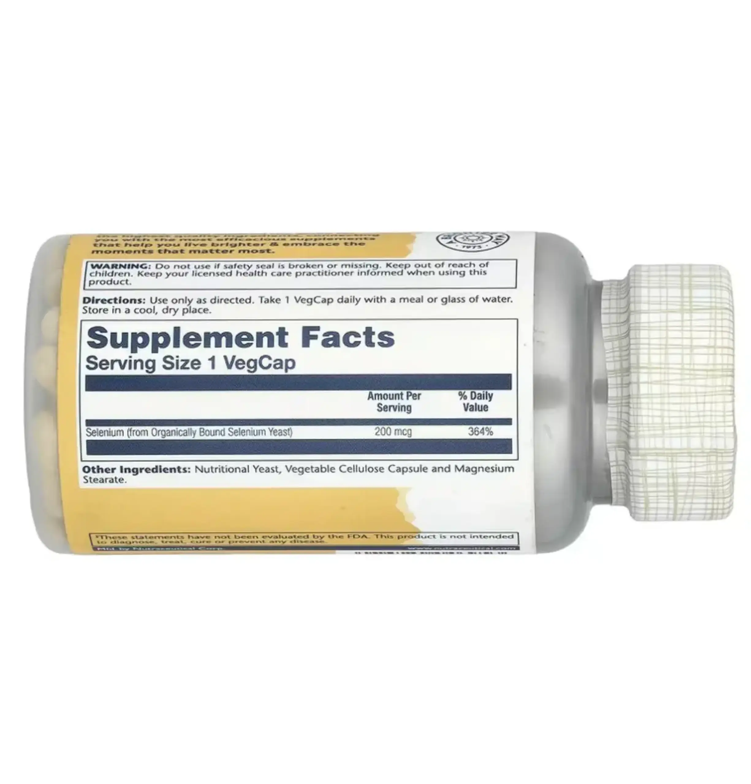 Solaray, Selenium 200 mcg, 100 Veg. Capsule