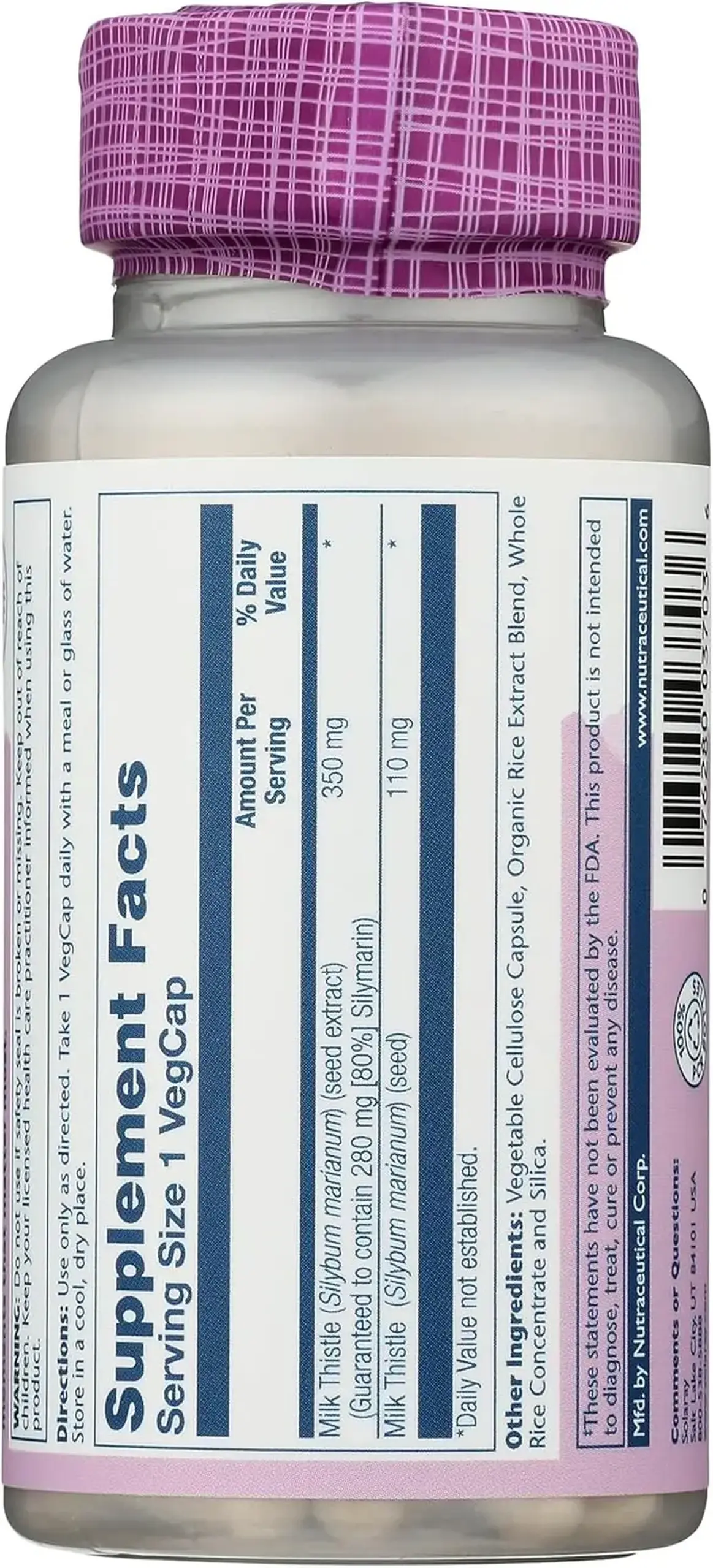 Solaray, Milk Thistle Seed Extract One Daily, 30 Veg Capsule