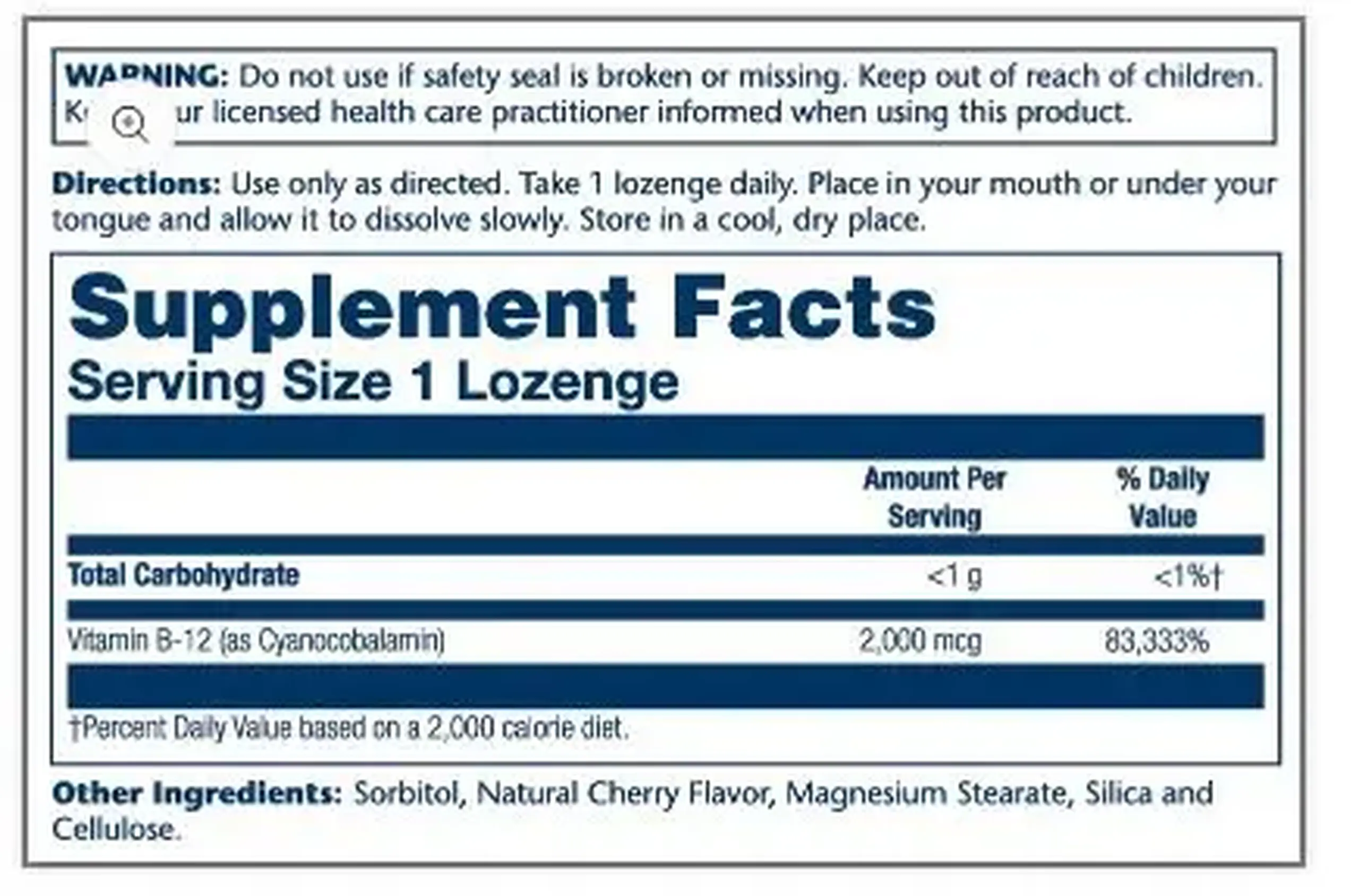 Solaray, B-12 2000 mcg, 90 Lozenges