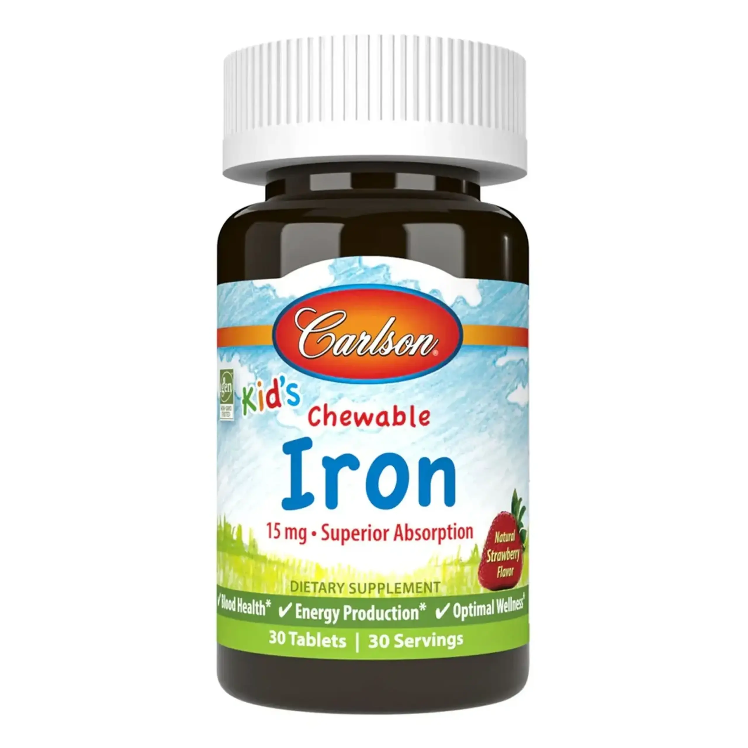 Carlson, For Kids Chewable Iron 15 mg, 30 tabs