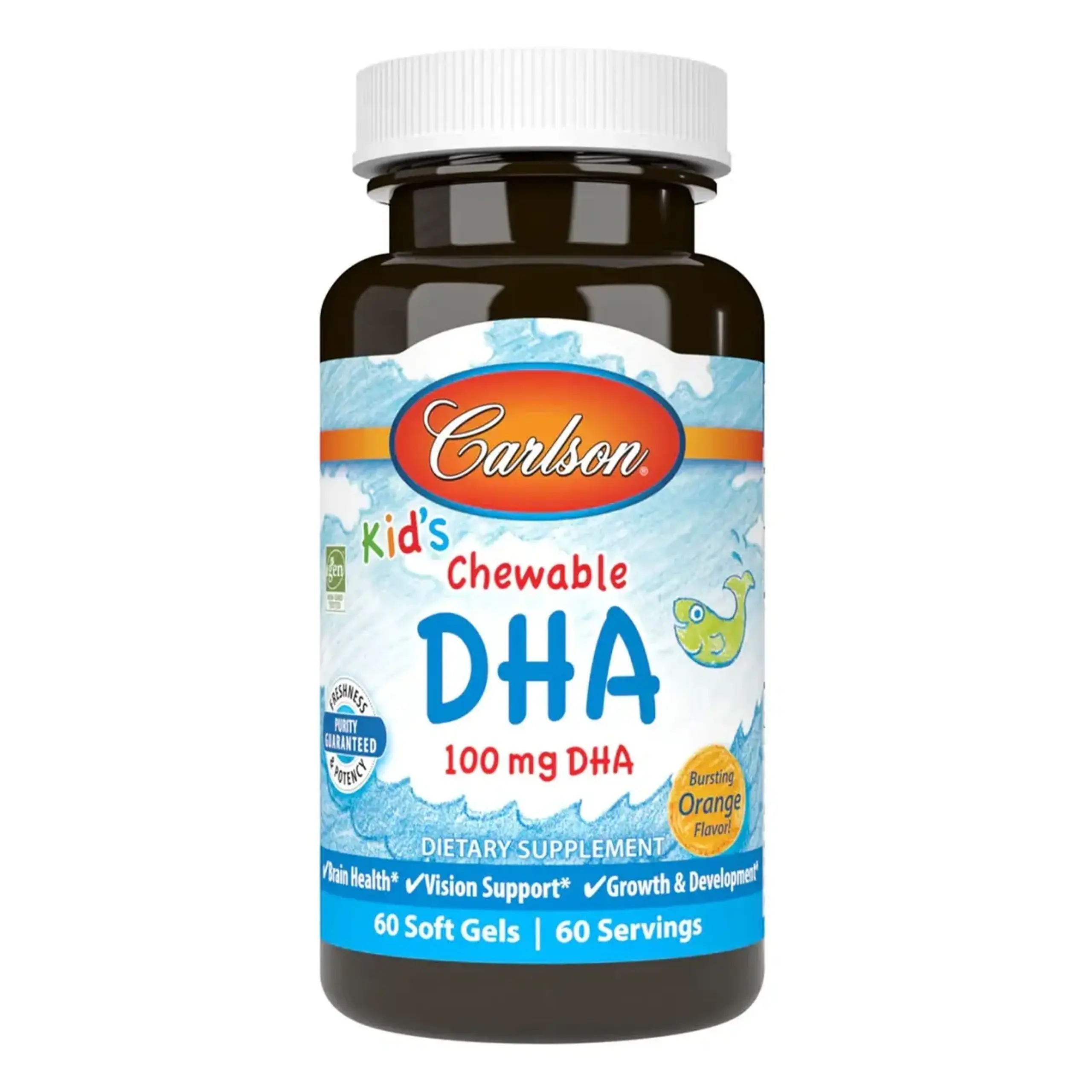 Carlson, Kids Chewable DHA 100 mg, 60 Soft Gels