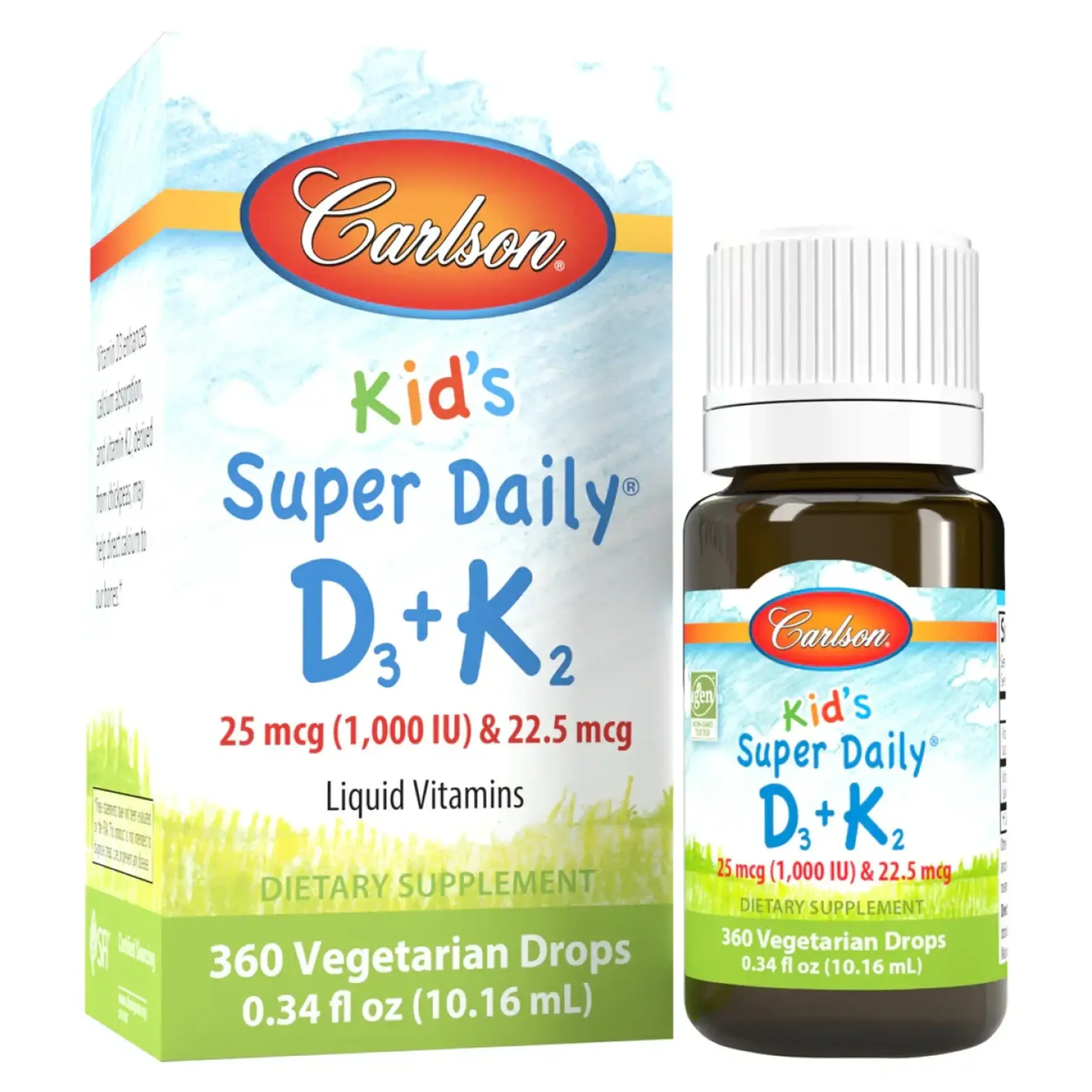 Carlson, Kids Super Daily D3-1000 IU + K2, Drops