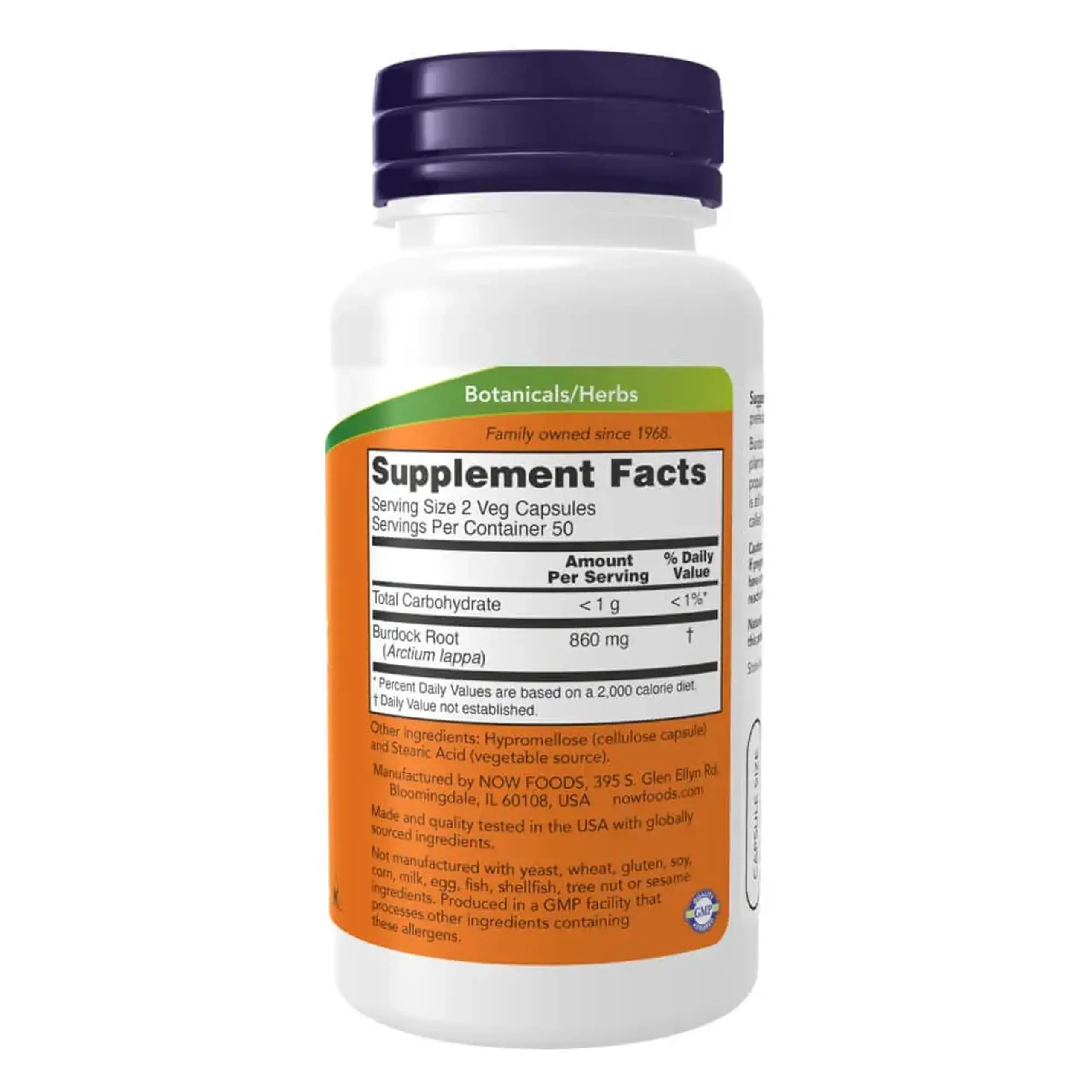 Now Foods, Burdock Root, 100 capsule vegetale