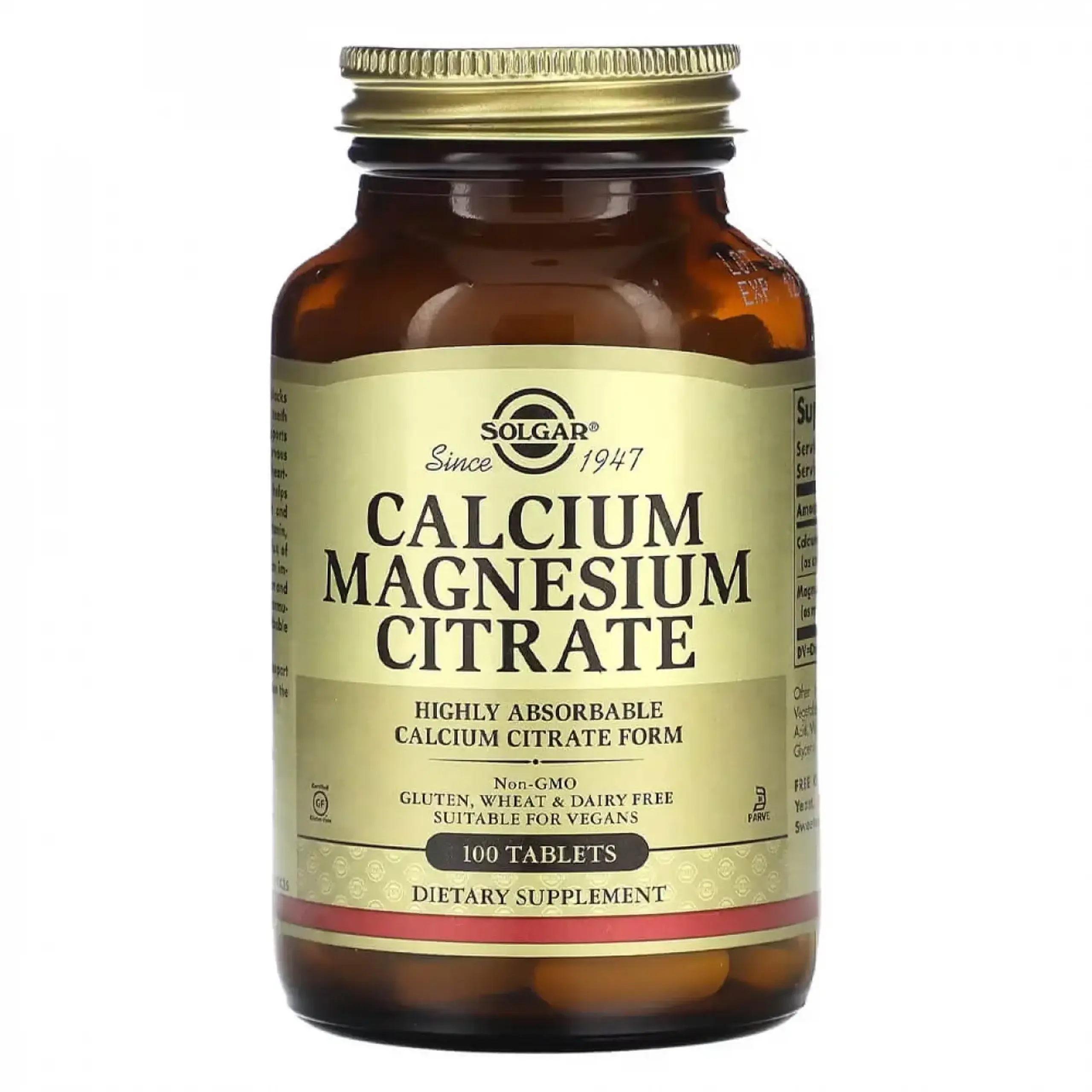 Solgar, Calcium Magnesium Citrate, 100 Tabs