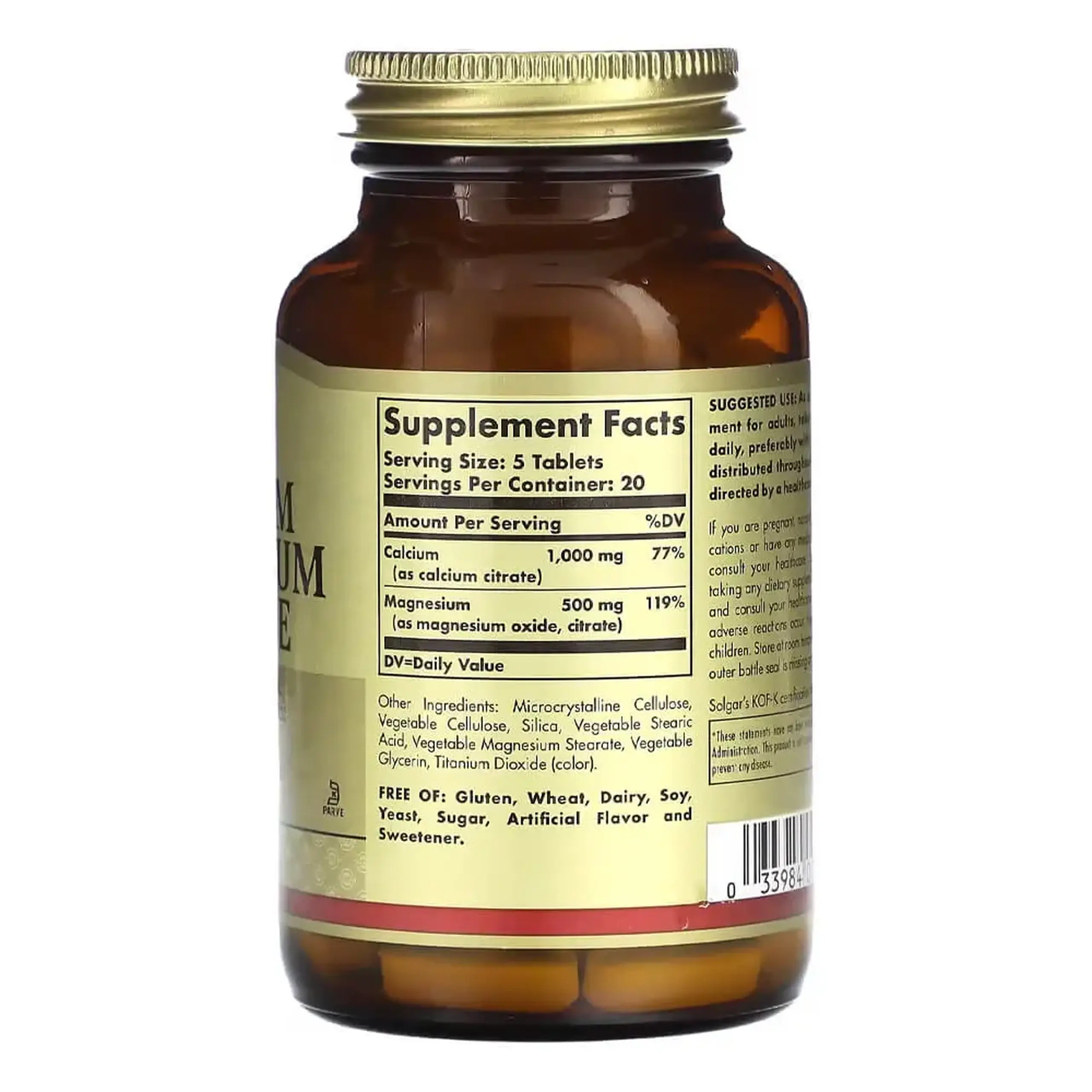 Solgar, Calcium Magnesium Citrate, 100 Tabs