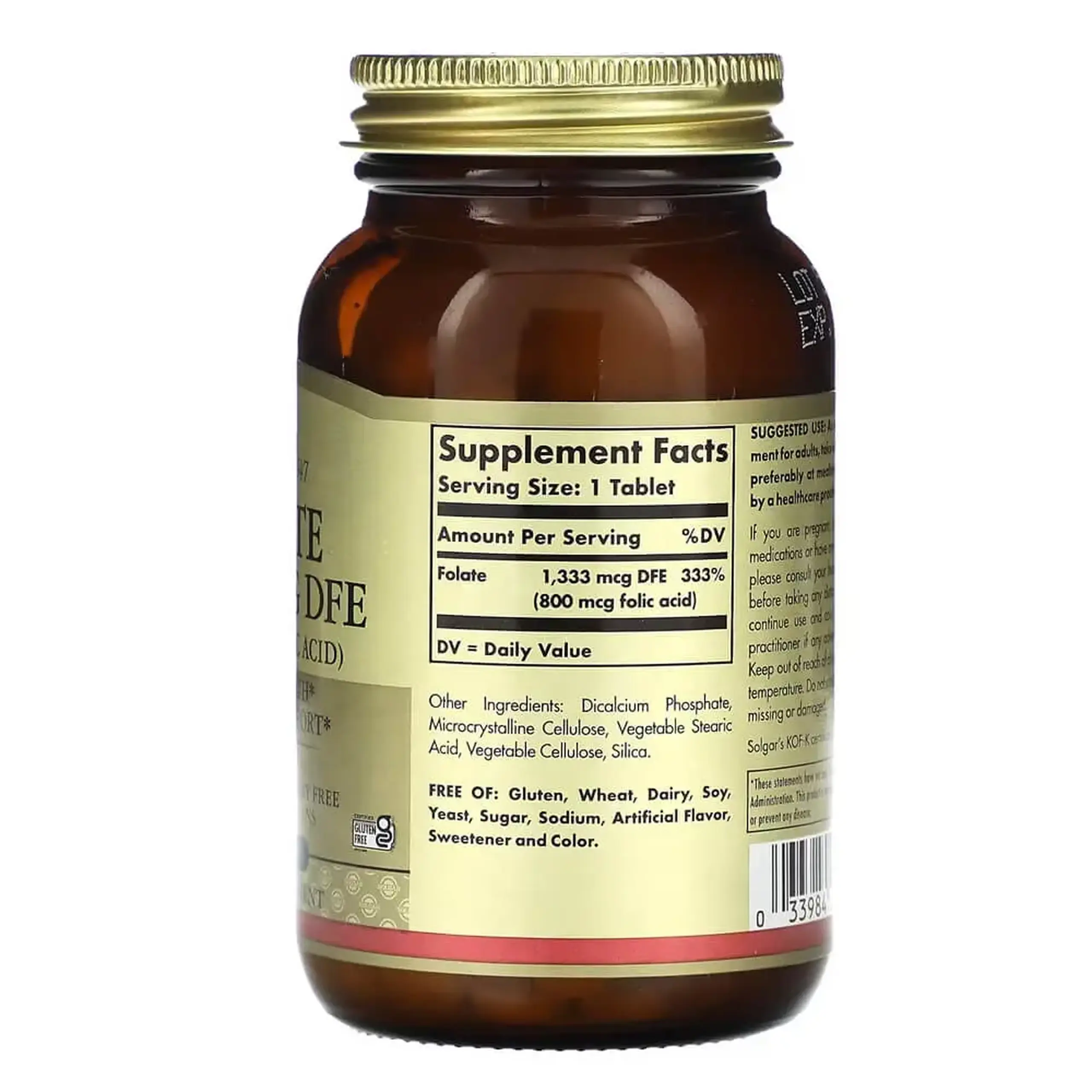 Solgar, Folate 1,333 MCG DFE, 250 Tablets