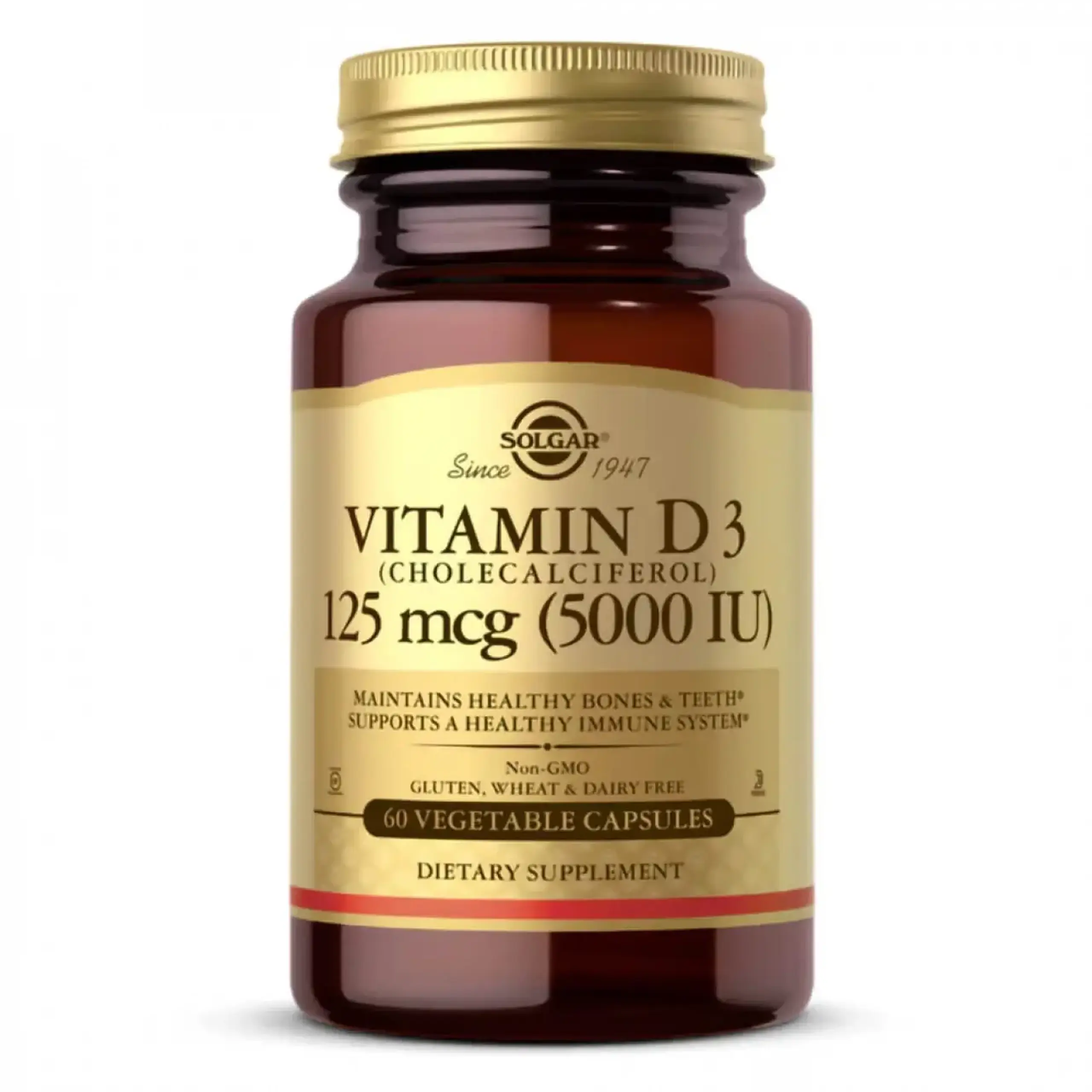 Solgar, Vitamin D3, 125 mcg (5,000 IU), 60 Vegetable Capsules