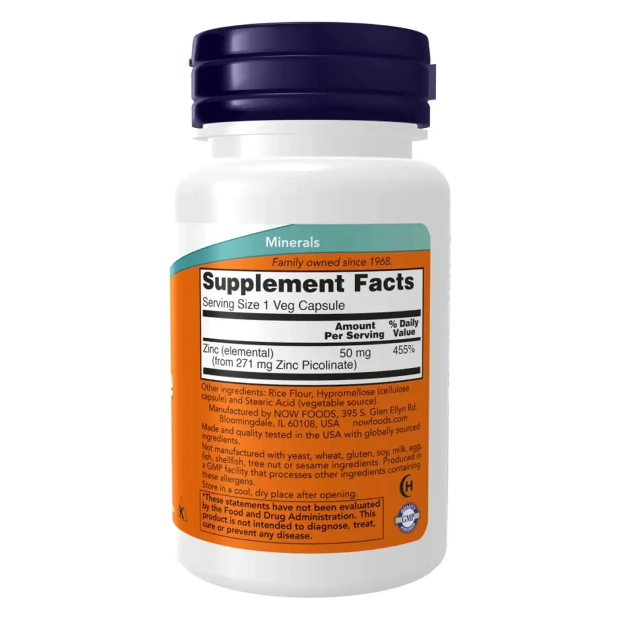 Now Foods, Zinc Picolinate, 50 mg, 30 capsule vegetale