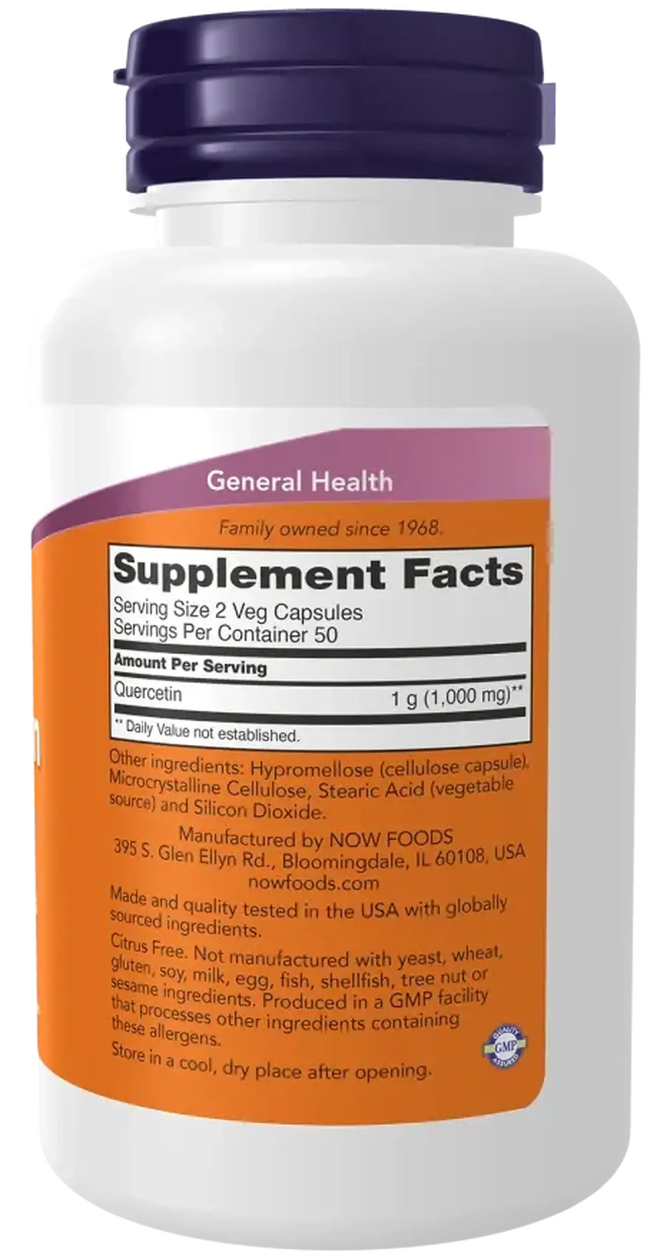Now Foods, Quercetin 500 mg, 100 capsule vegetale