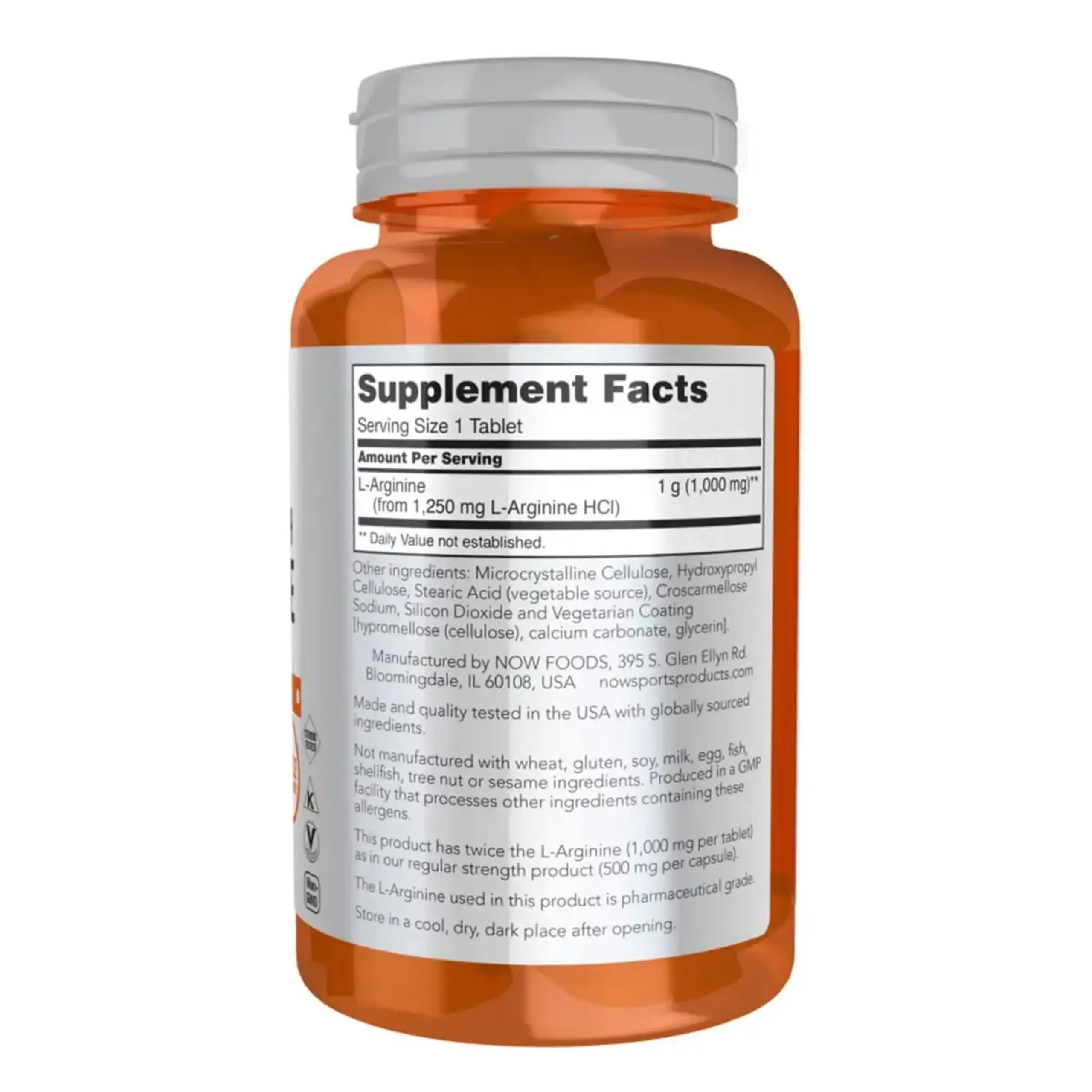 Now Foods, L-Arginine, 1000 mg, 60 tablete - Volum 60 tablete