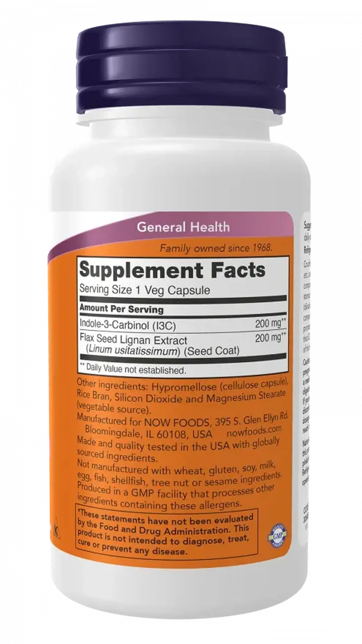 Now Foods, Indole-3-Carbinol, 200 mg, 60 capsule vegetale