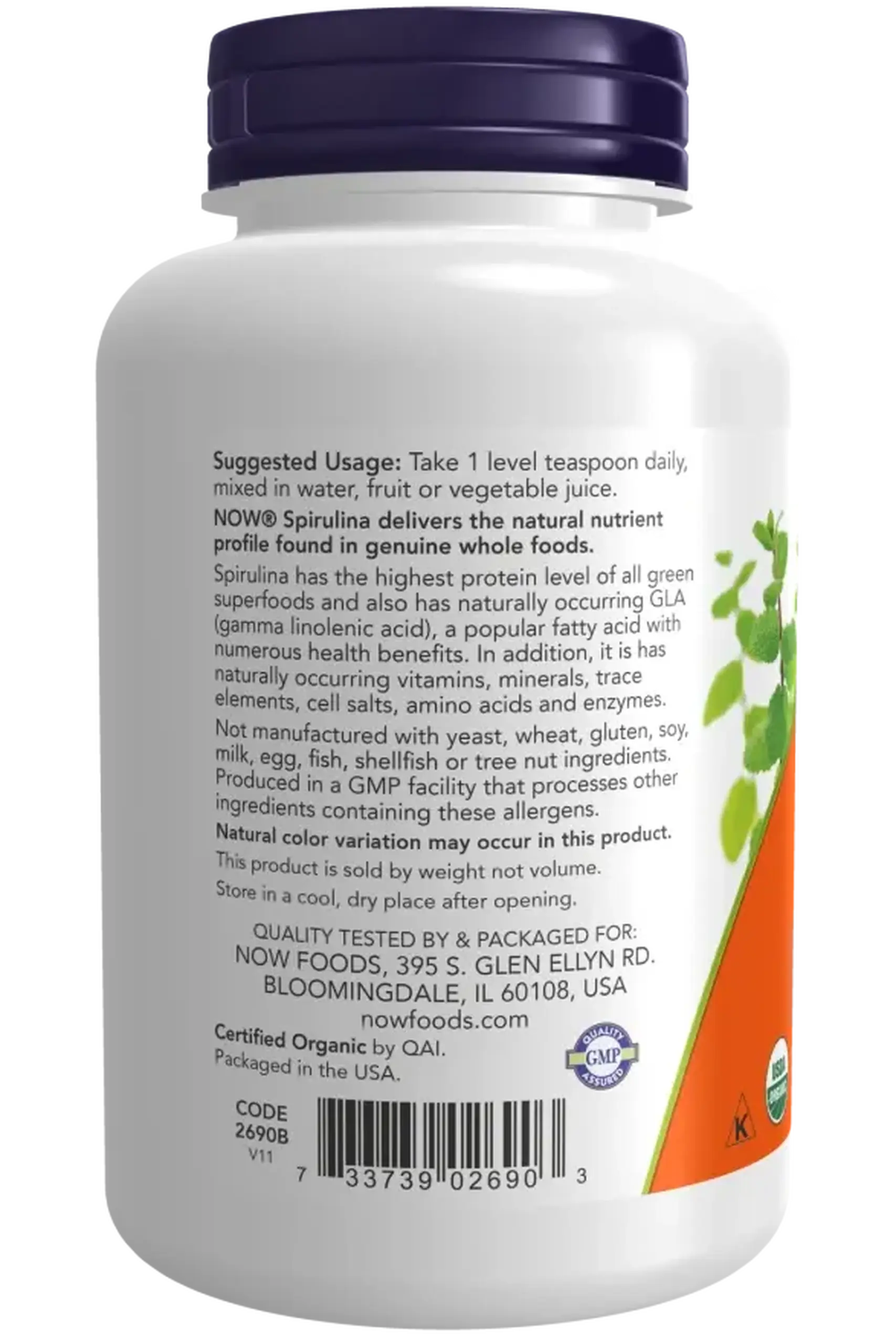 Now Foods, Spirulina, Powder, 113 gr.