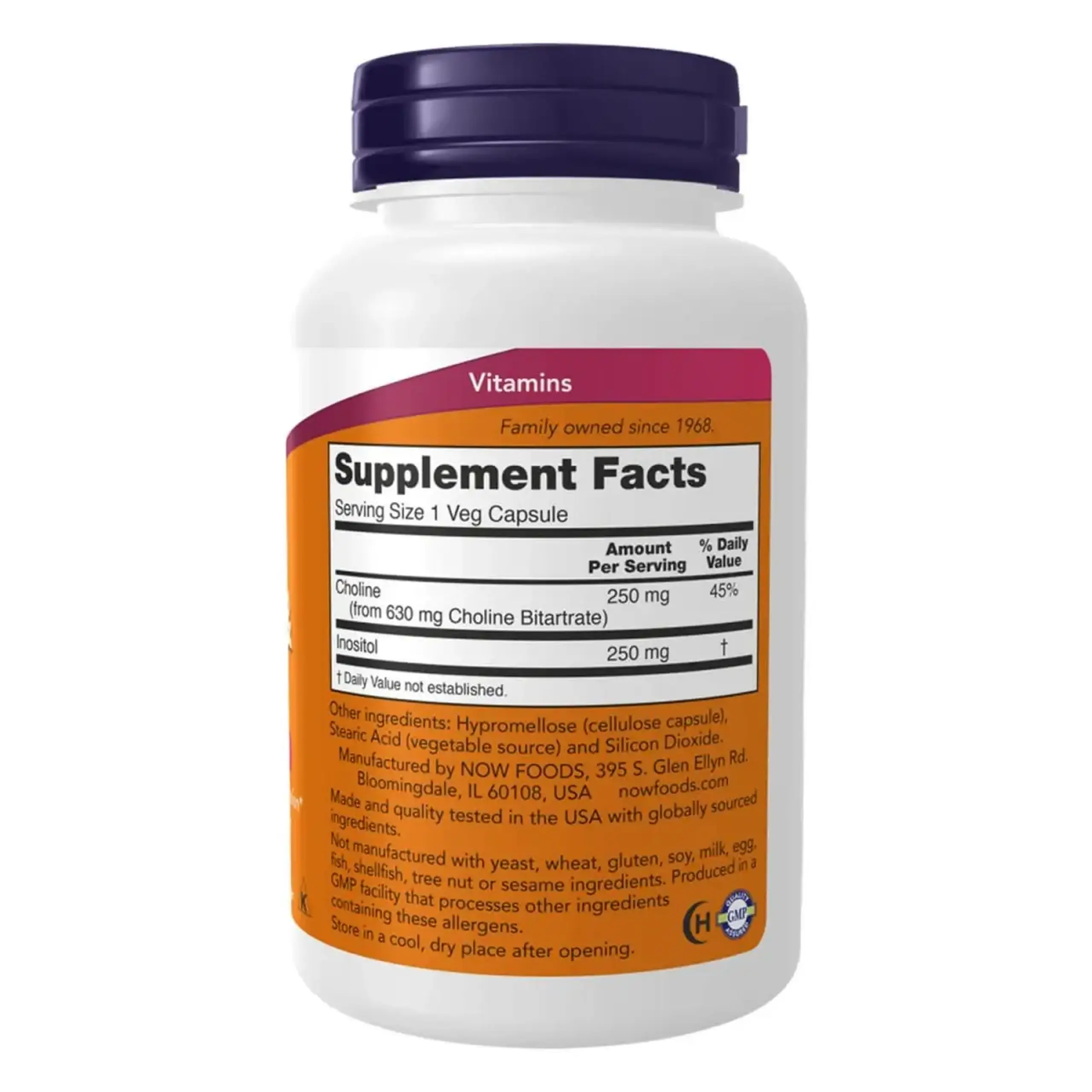 Now Foods, Choline & Inositol, 100 capsule vegetale