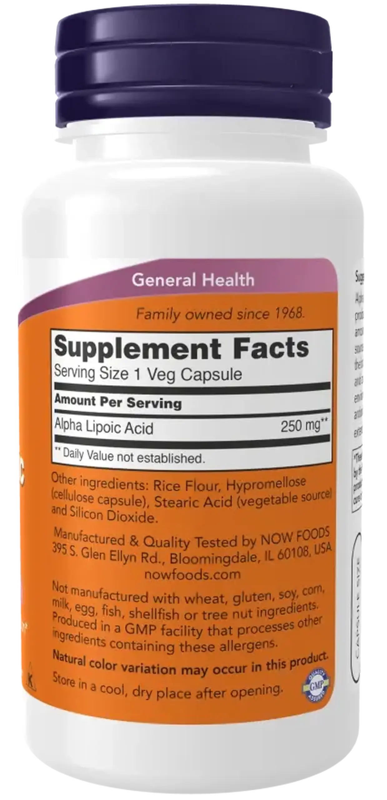 Now Foods, Alpha Lipoic Acid, 250 mg, 120 capsule vegetale - Volum 60 veg capsule