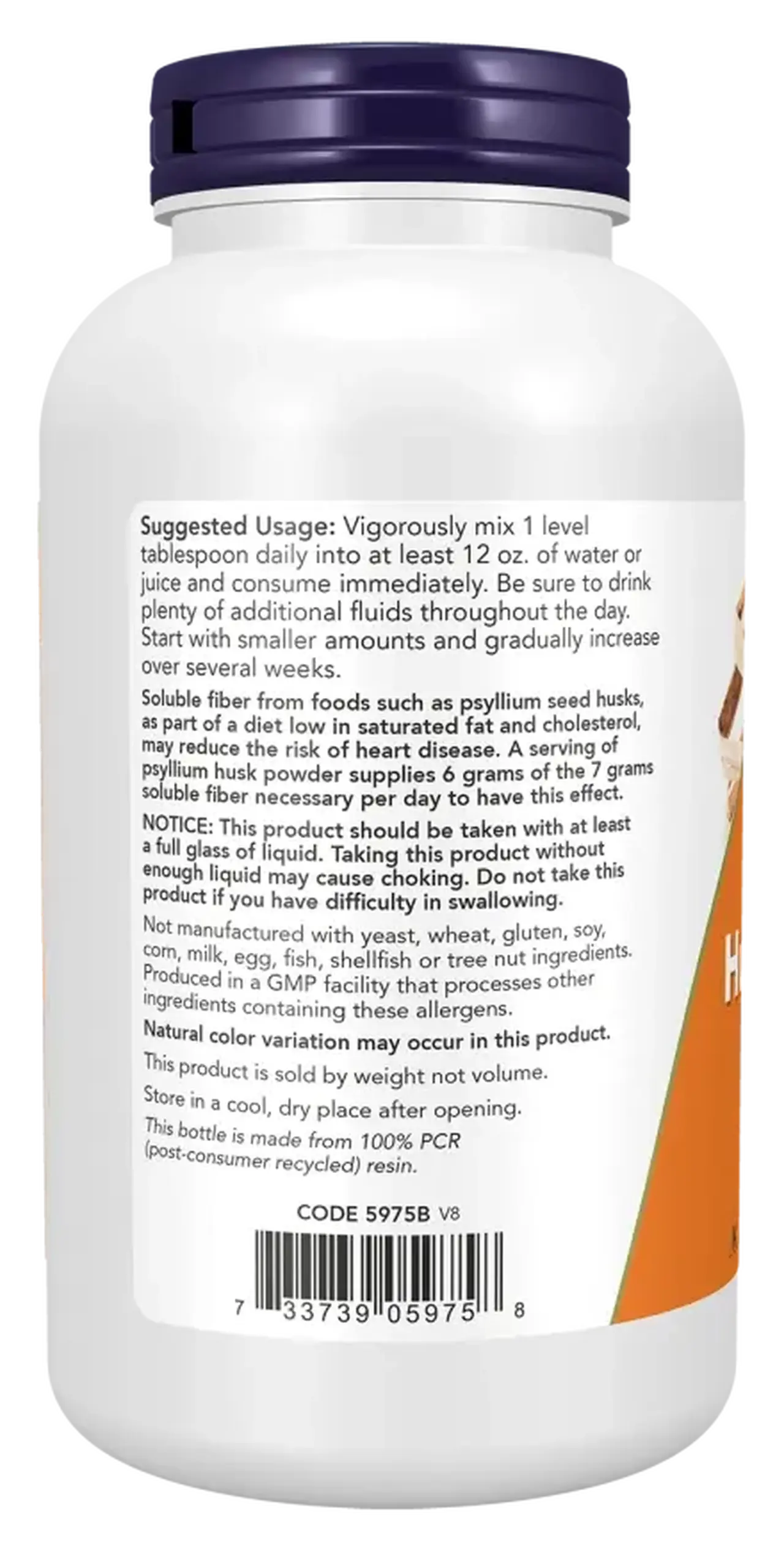 Pudra de coajă de psyllium Now Foods, Psyllium Husk Powder, 340 g