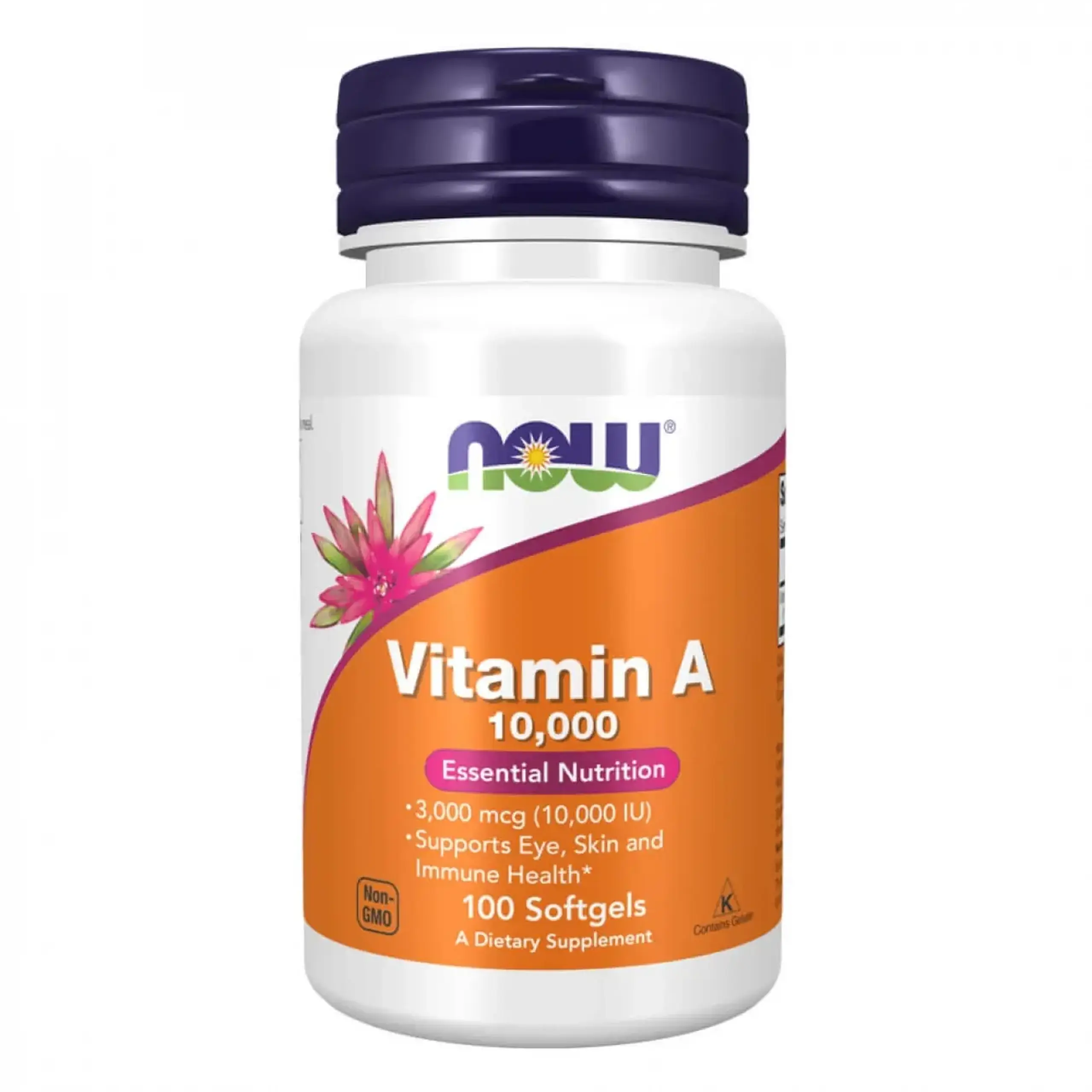 Now Foods, Vitamin A, 10,000 IU, 100 capsule gelatinoase