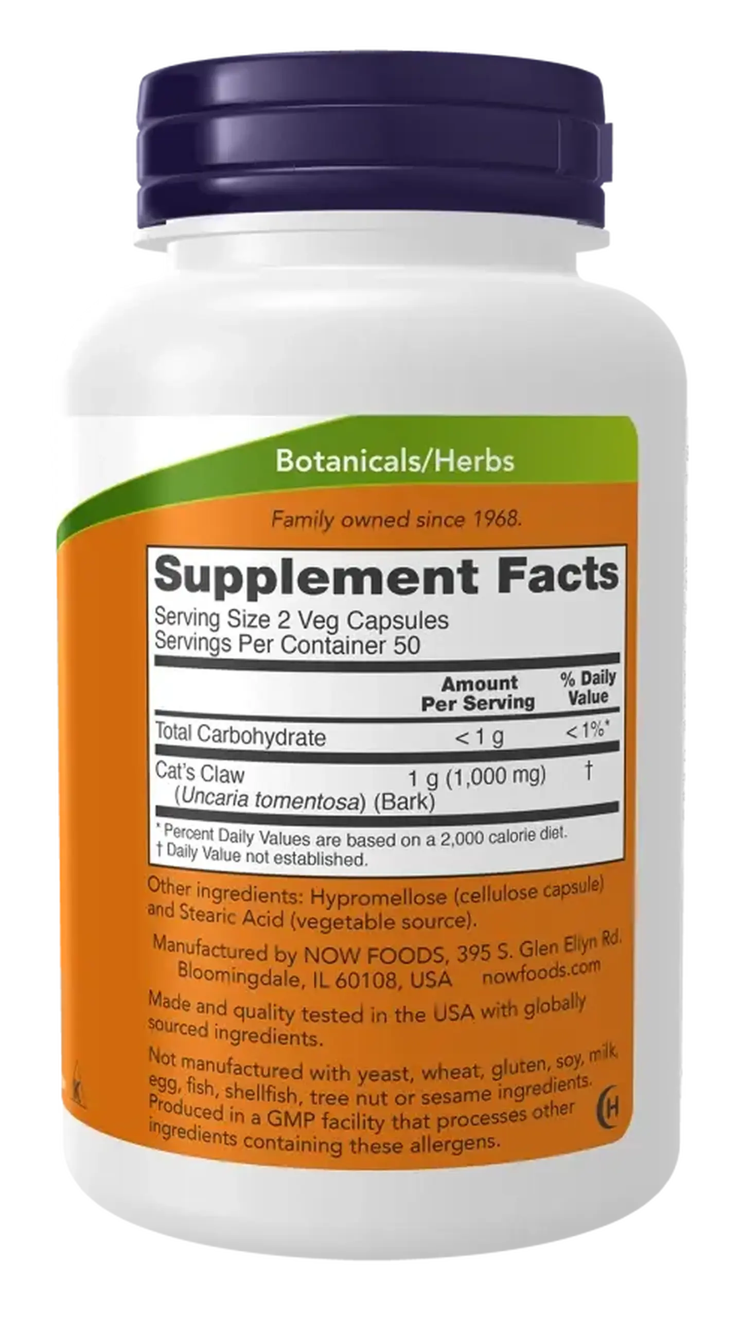 Now Foods, Cat’s Claw, 500 mg, 100 capsule vegetale