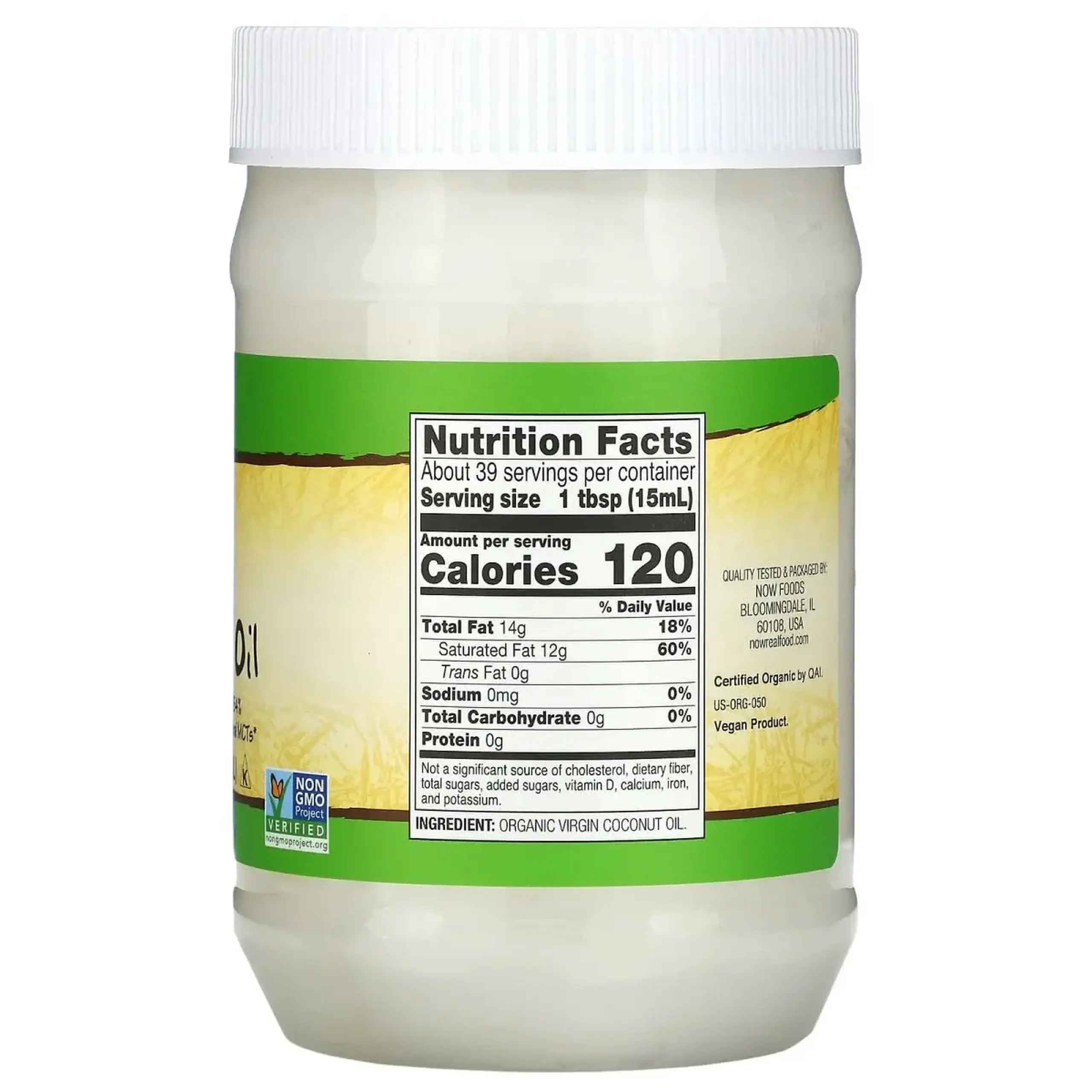 Ulei de cocos organic Now Foods,Organic Virgin Coconut Oil, 591ml