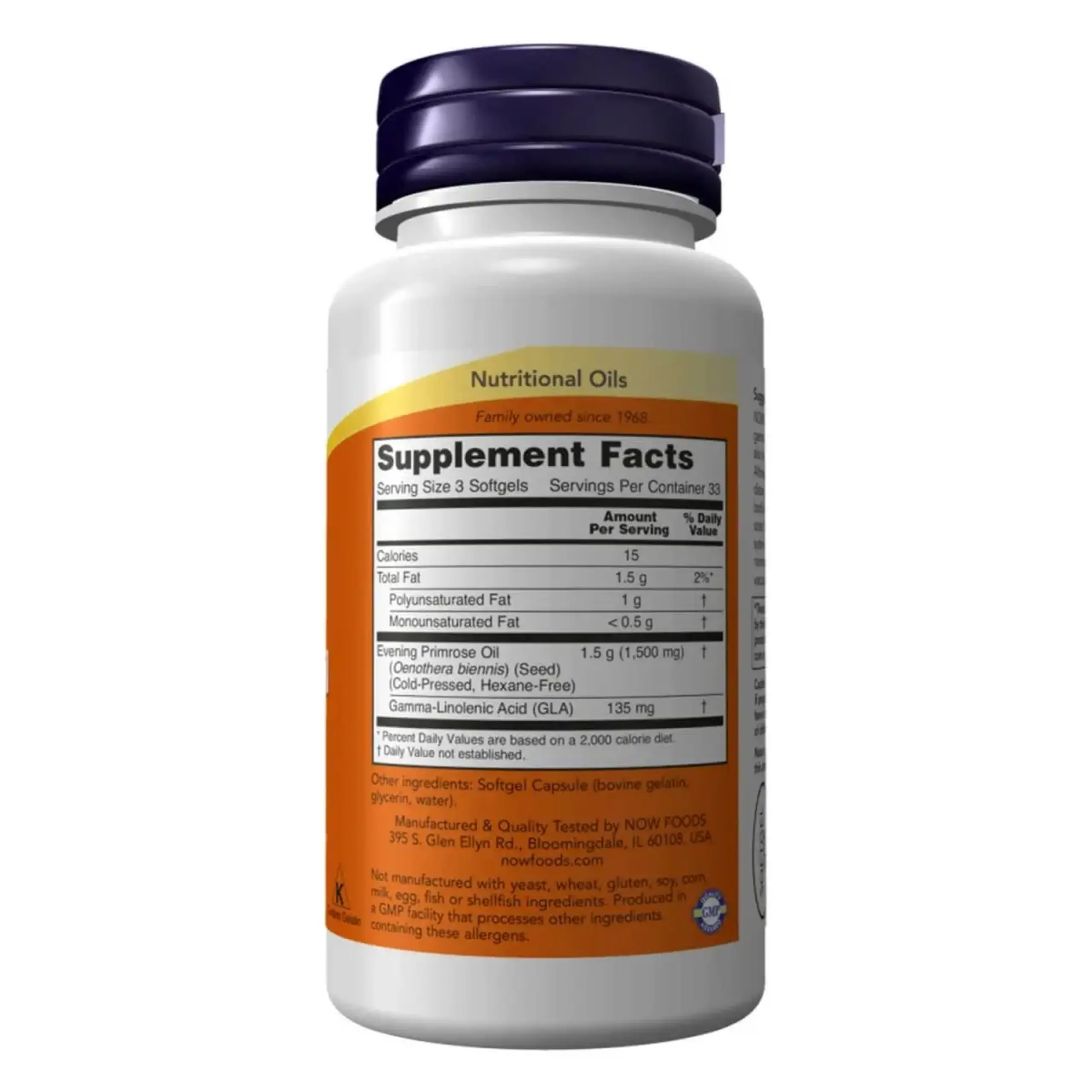 Now Foods, Evening Primrose Oil, 500 mg, 100 capsule gelatinoase