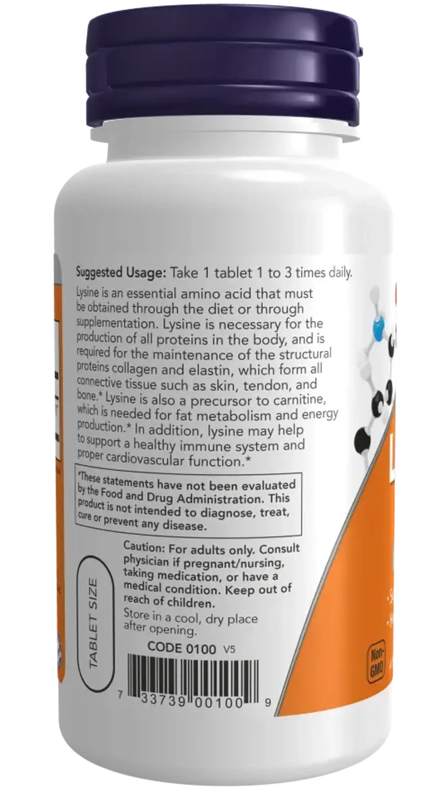 Now Foods, L-Lysine 500 mg, 100 tablete