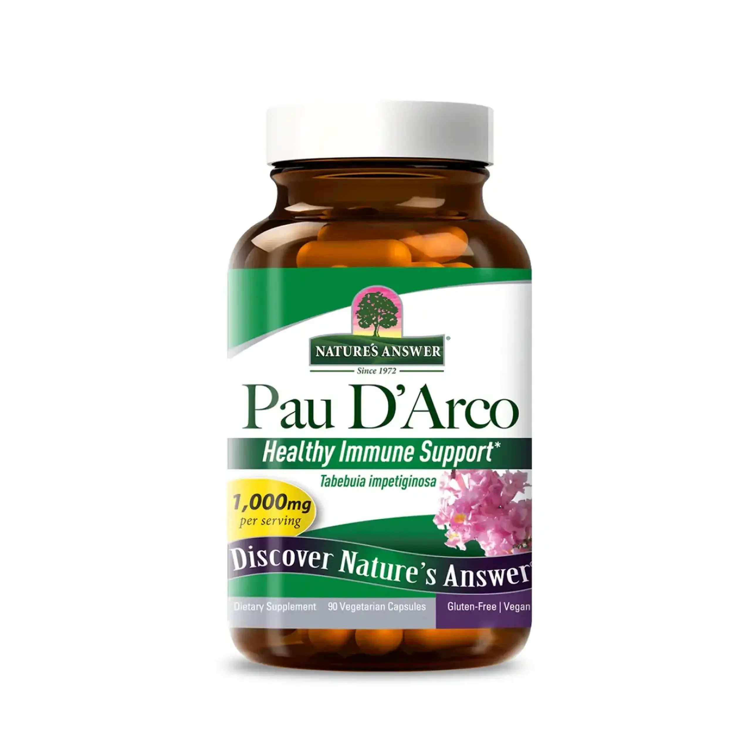 Natures Answer, Pau D’Arco, 1000 mg, 90 capsule vegetariane