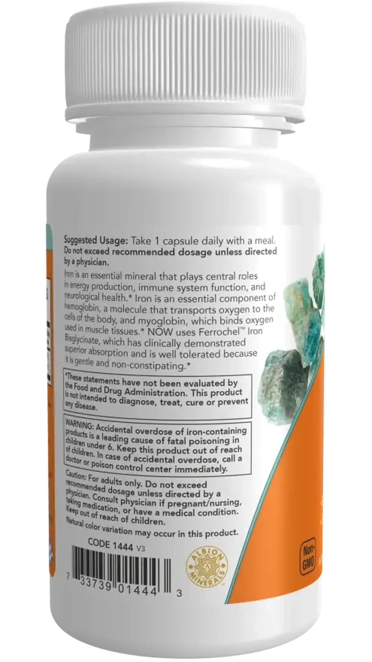 Now Foods, Iron, 36 mg, 90 capsule vegetale