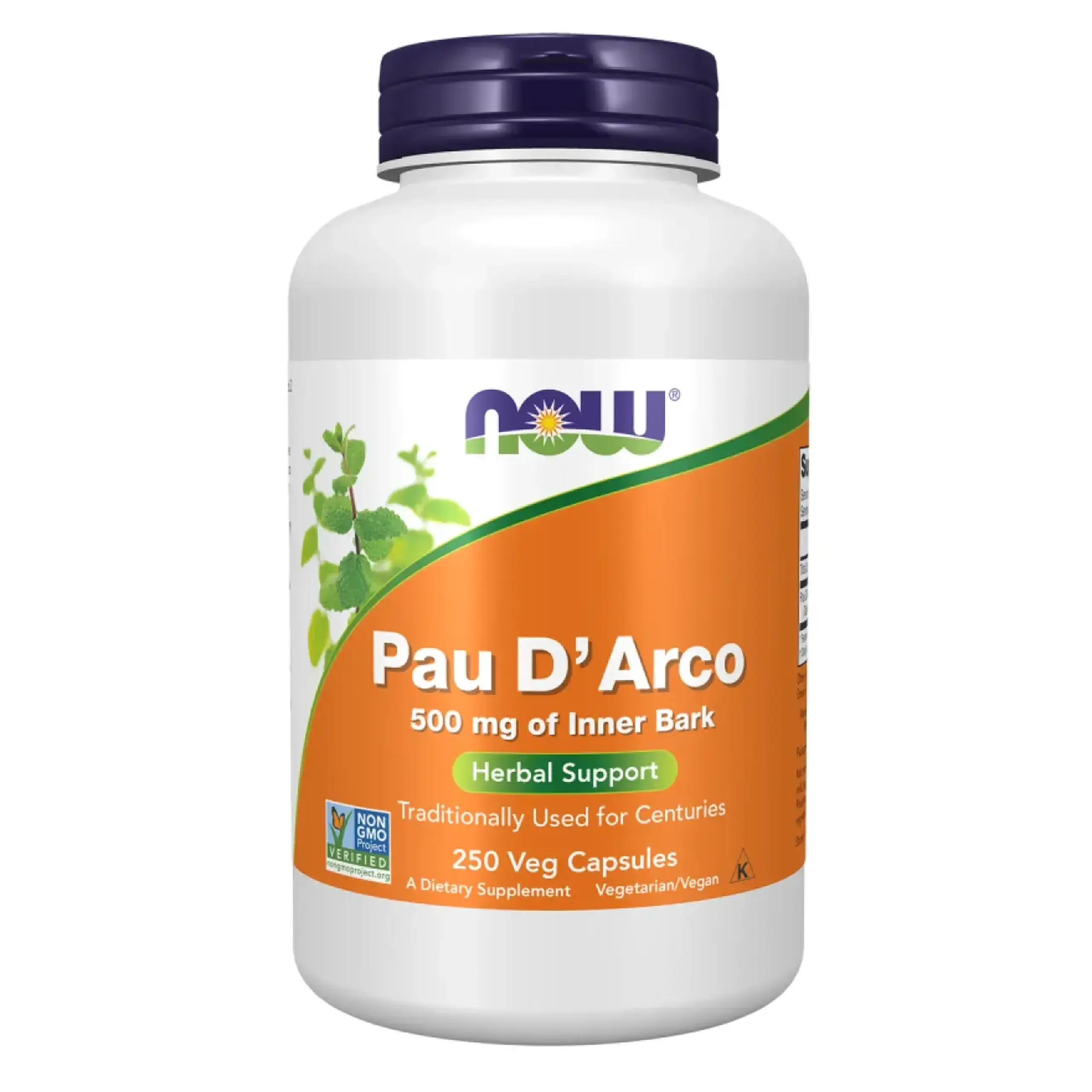 Now Foods, Pau D'arco, 500 mg, 250 capsule vegetale